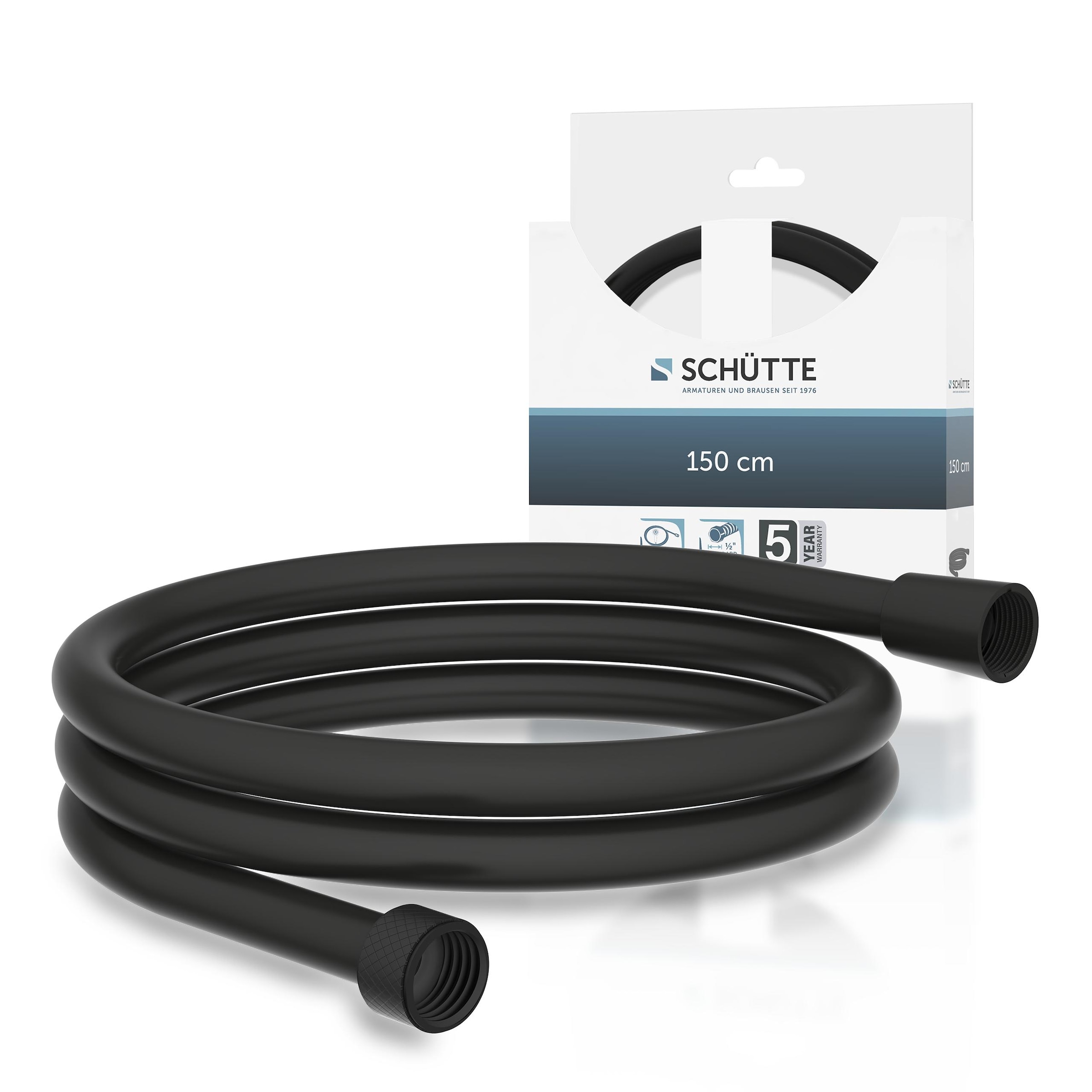 SCHÜTTE Brauseschlauch, 1,5m, schwarz, Schläuche, diverse Längen, inkl. Wasserspardichtung - bis 50% Wasserersparnis