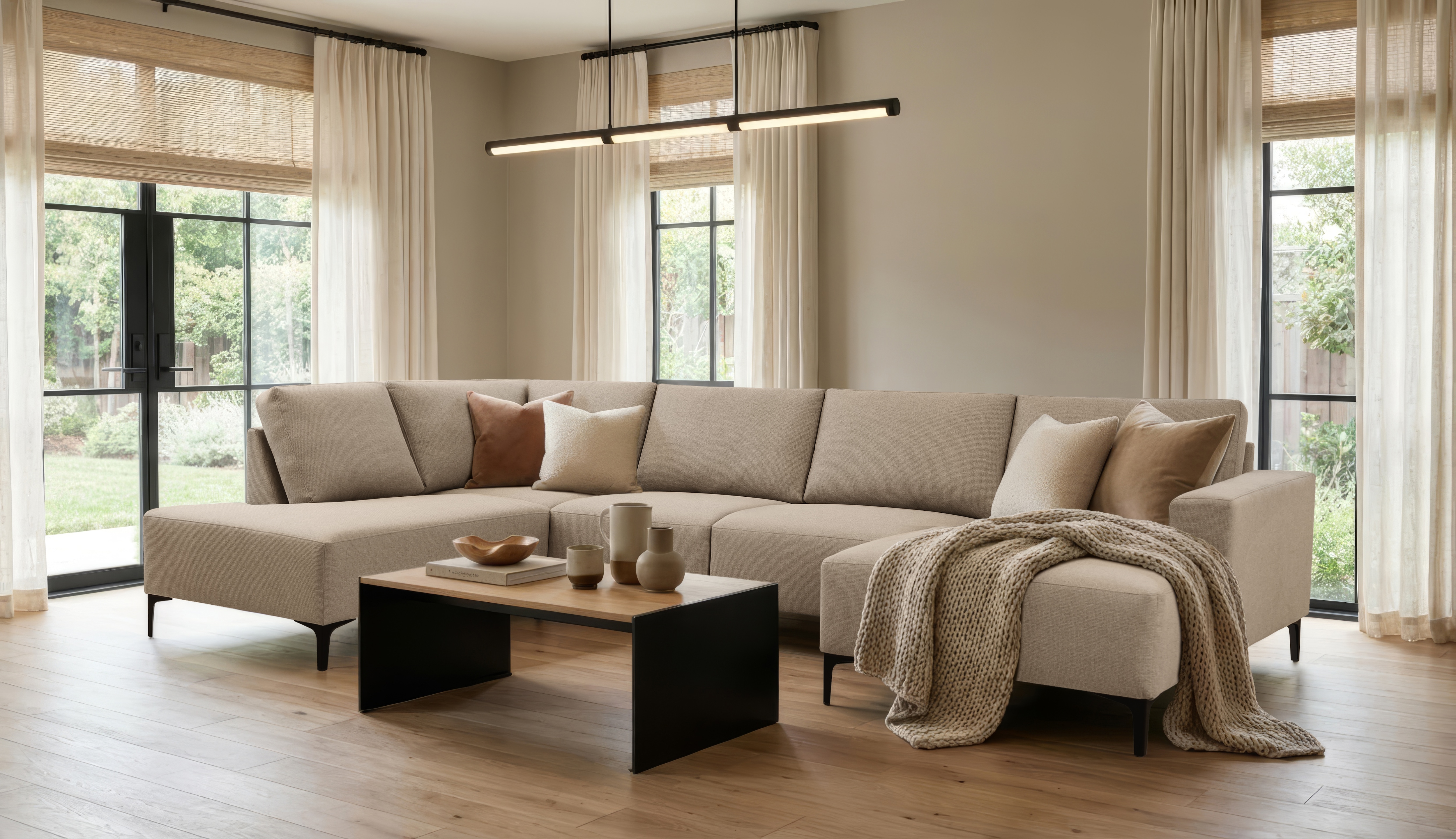 OTTO home Wohnlandschaft "Tournon U-Form, XXL Sofa, Breite 333 cm, Webstoff, Chenille" Designsofa im nordischen Stil, Wellenunterfederung, Metallfüße