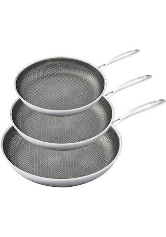 Pfannen-Set, Edelstahl, (Set, 3 tlg., 1x Bratpfanne Ø 20 cm, 1x Bratpfanne Ø 24 cm, 1x...