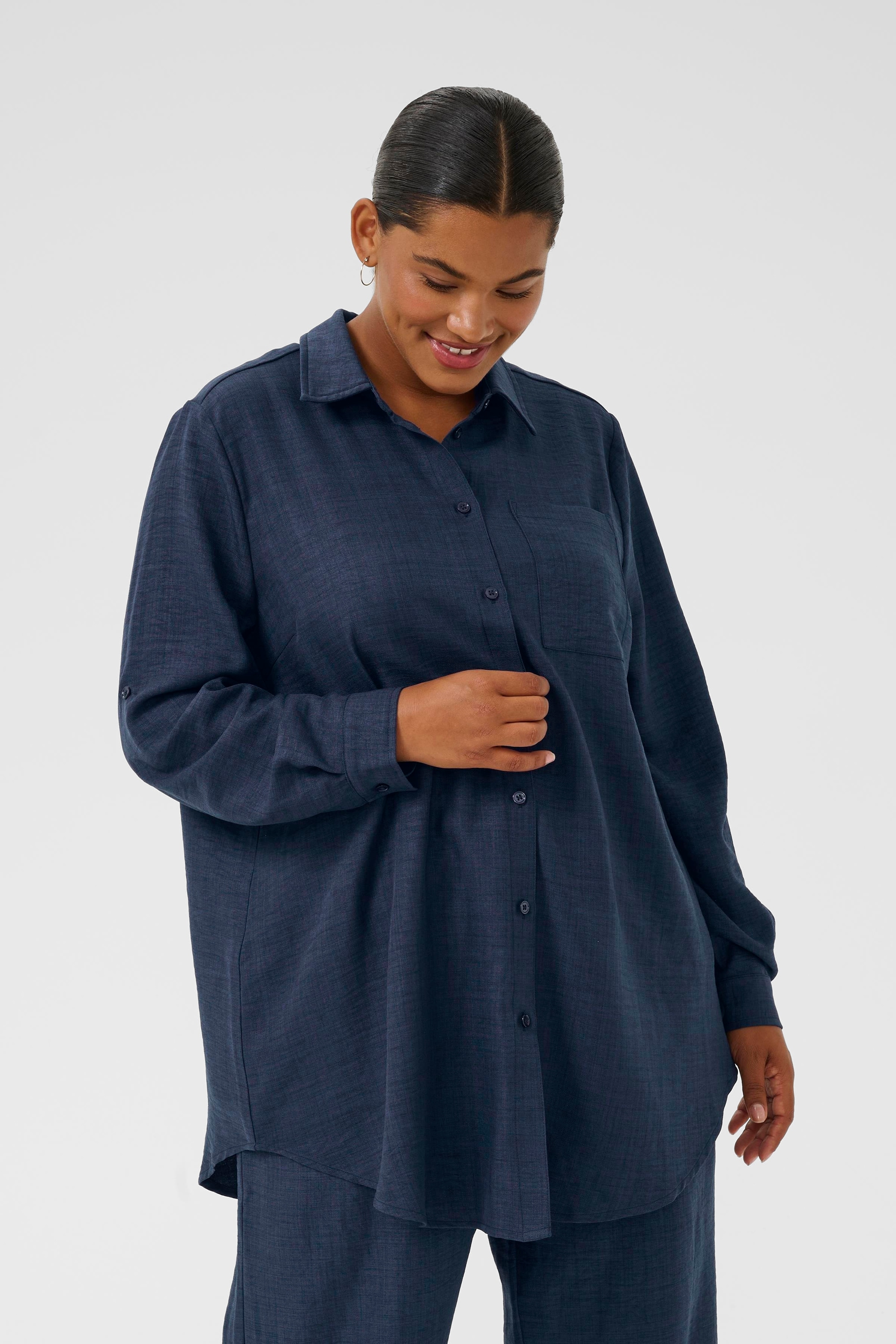 KAFFE Curve Langarmbluse »Damen Langarm-Bluse KCellie«