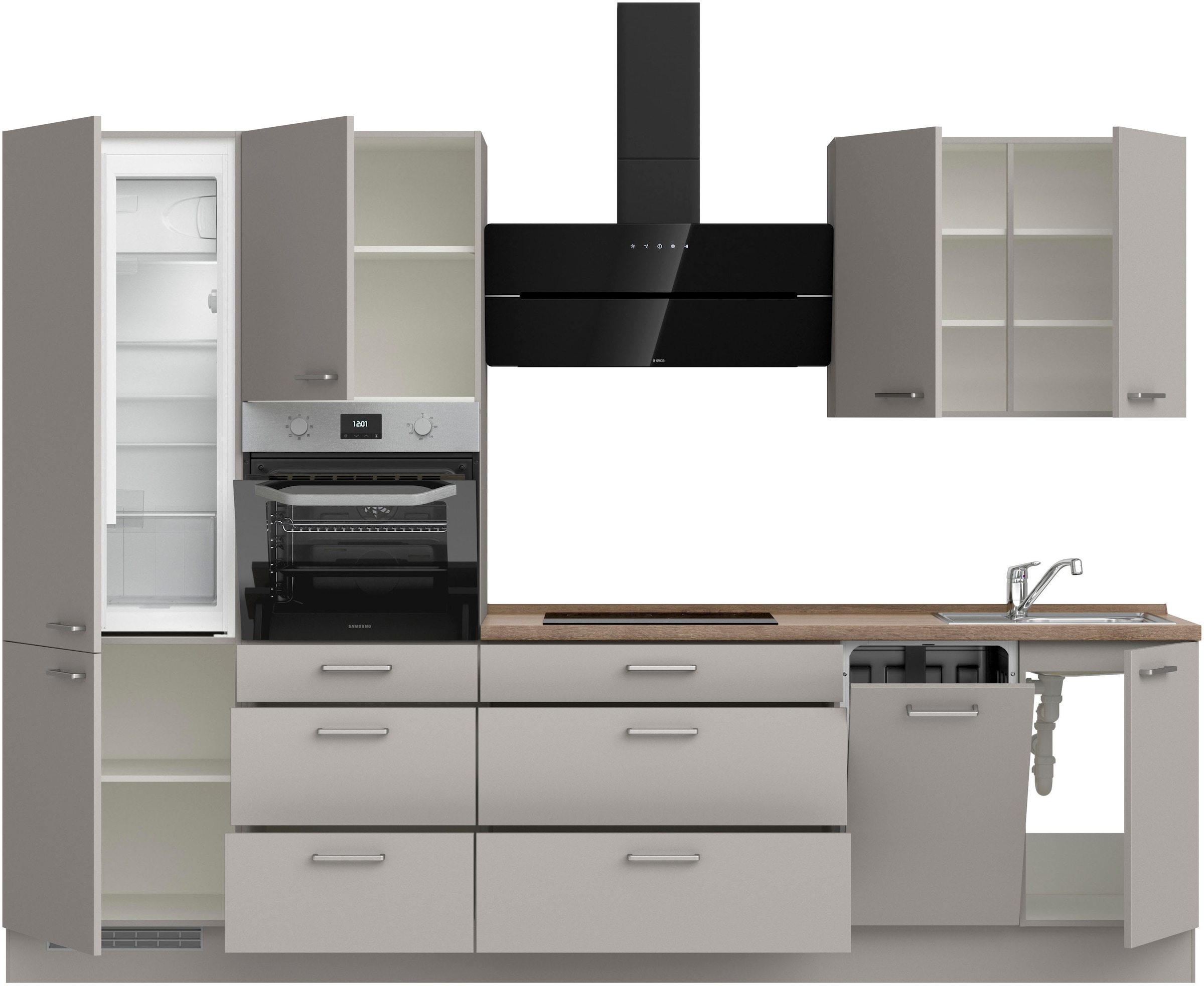 nobilia® Küchenzeile »"Touch II"«, vormontiert, Ausrichtung wählbar, Breite 300 cm, wahlw. mit E-Geräten