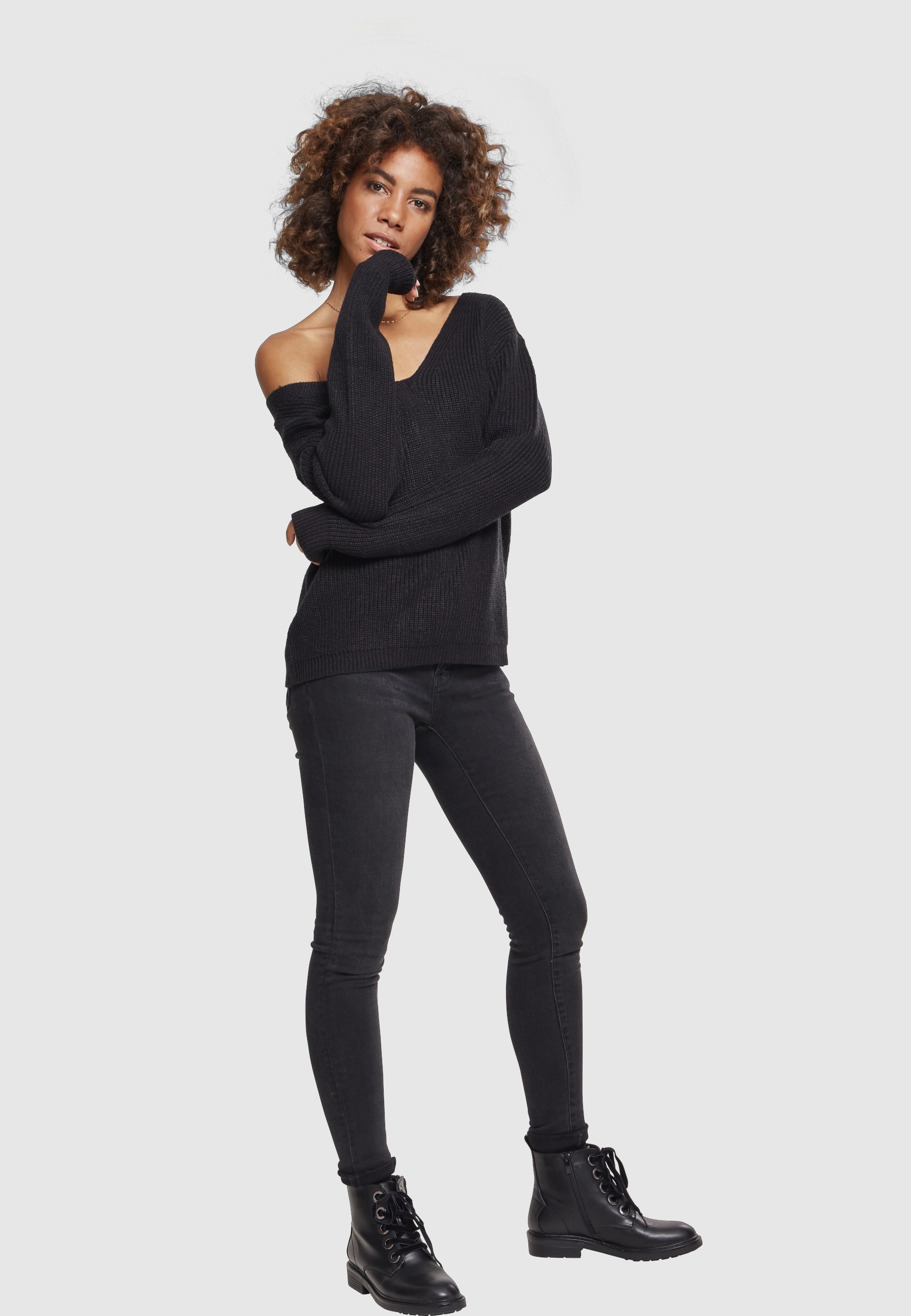 URBAN CLASSICS Sweatshirt »Urban Classics Damen Ladies Back Lace Up Sweater«, 1 Stk.
