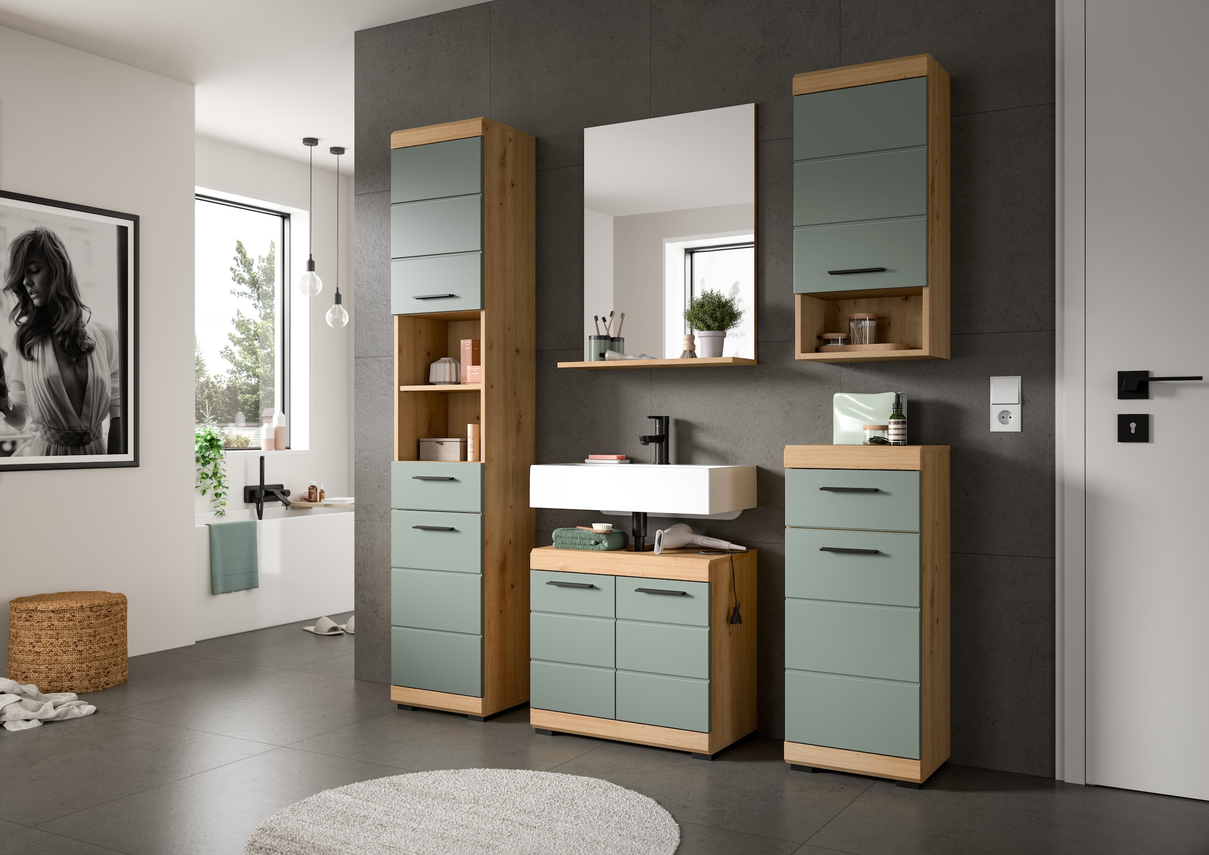 INOSIGN Unterschrank »Siena, Breite 37cm, 1 Tür, 1 Schubkasten, 2 Fächer, MDF-Front«, (1 St.), in verschiedenen Farben erhältlich, Badmöbel, Badschrank, Kommode, Bad