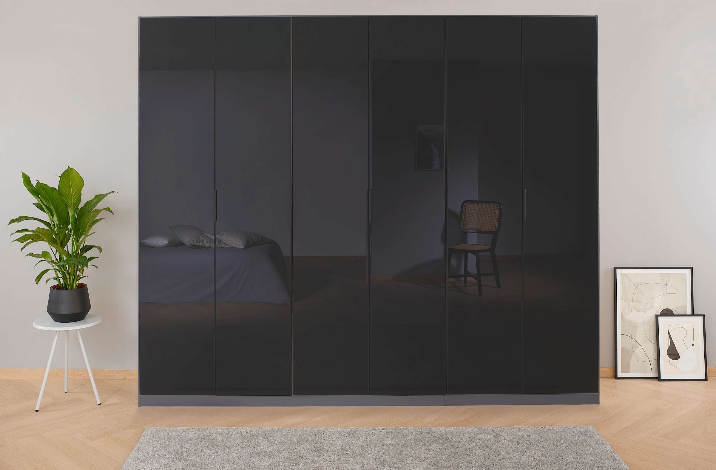 OTTO home "Mehrzweckschrank Aktenschrank Möbel Mietswohnung Schlafzimmer KOLUNA" Breiten 181/226/271/315 cm Höhen 210/229 cm, hochwertige Glas-Front, inkl. 2 Innenschubladen sowie extra Einlegeböden MADE IN GERMANY