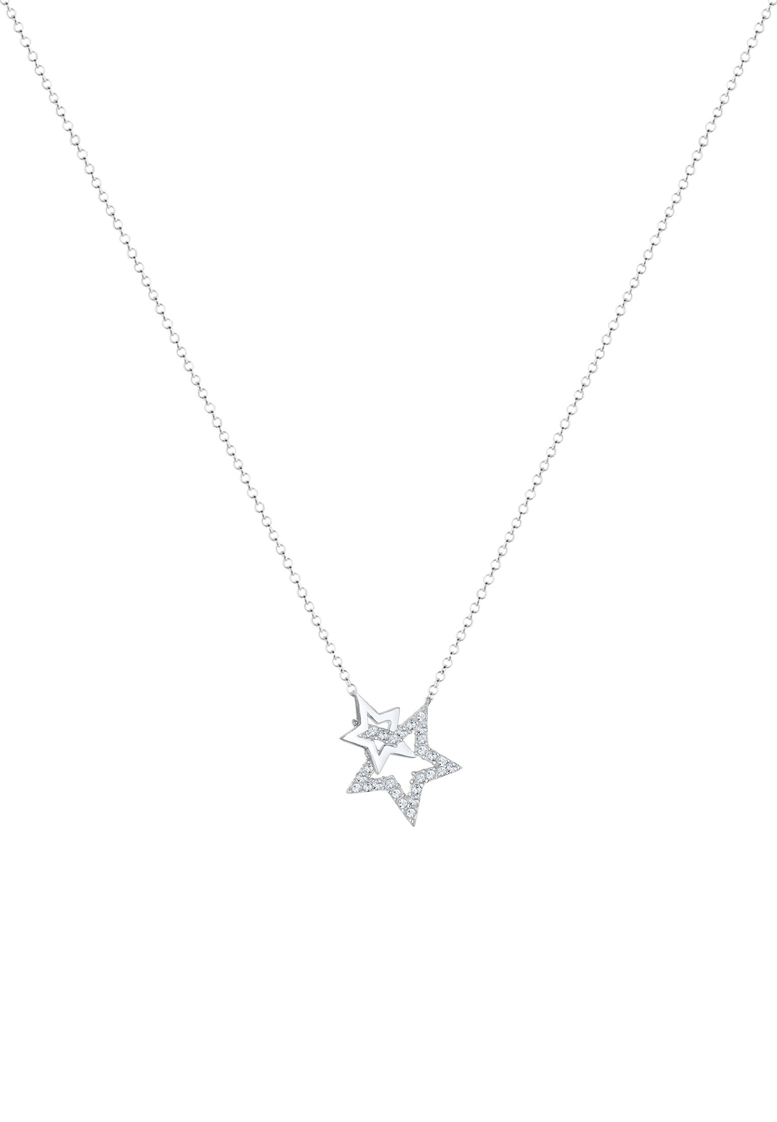 Elli Collierkettchen »Stern Glas Kristalle Weiß 925 Sterling Silber«