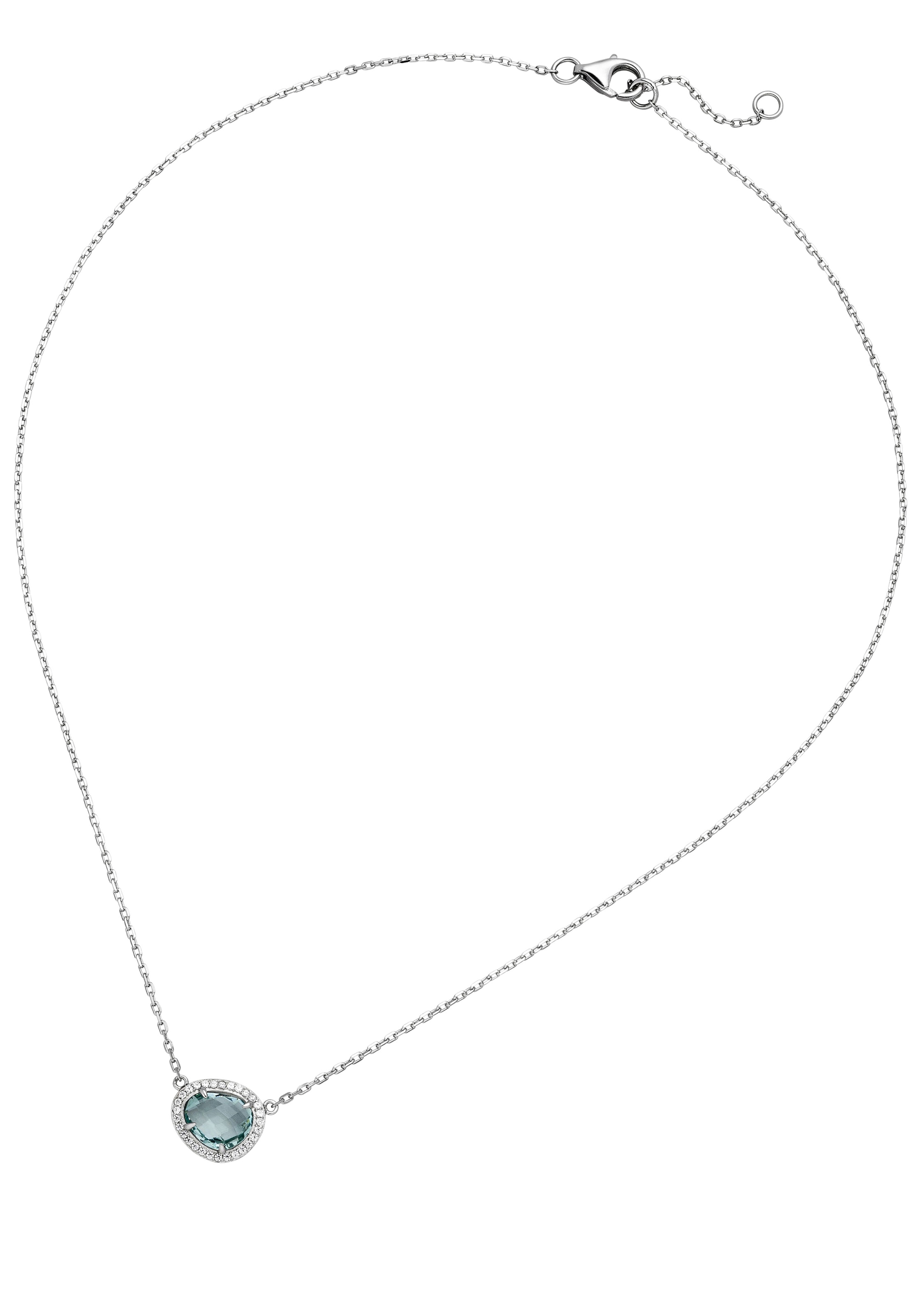 Kette mit Anhänger »Hellblauer Glasstein mit 29 Zirkonia«, 925 Silber 45 cm