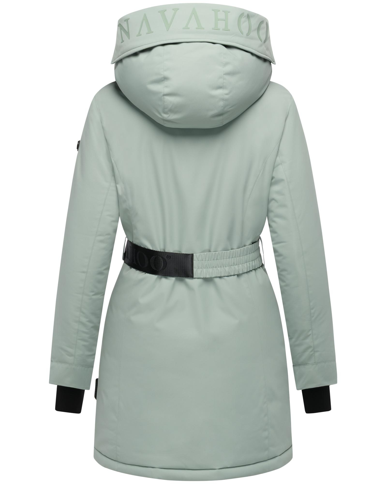 Navahoo Wintermantel »Frostkuss 14«, Warmer Damen Mantel mit abnehmbarer Kapuze und Taillengürtel
