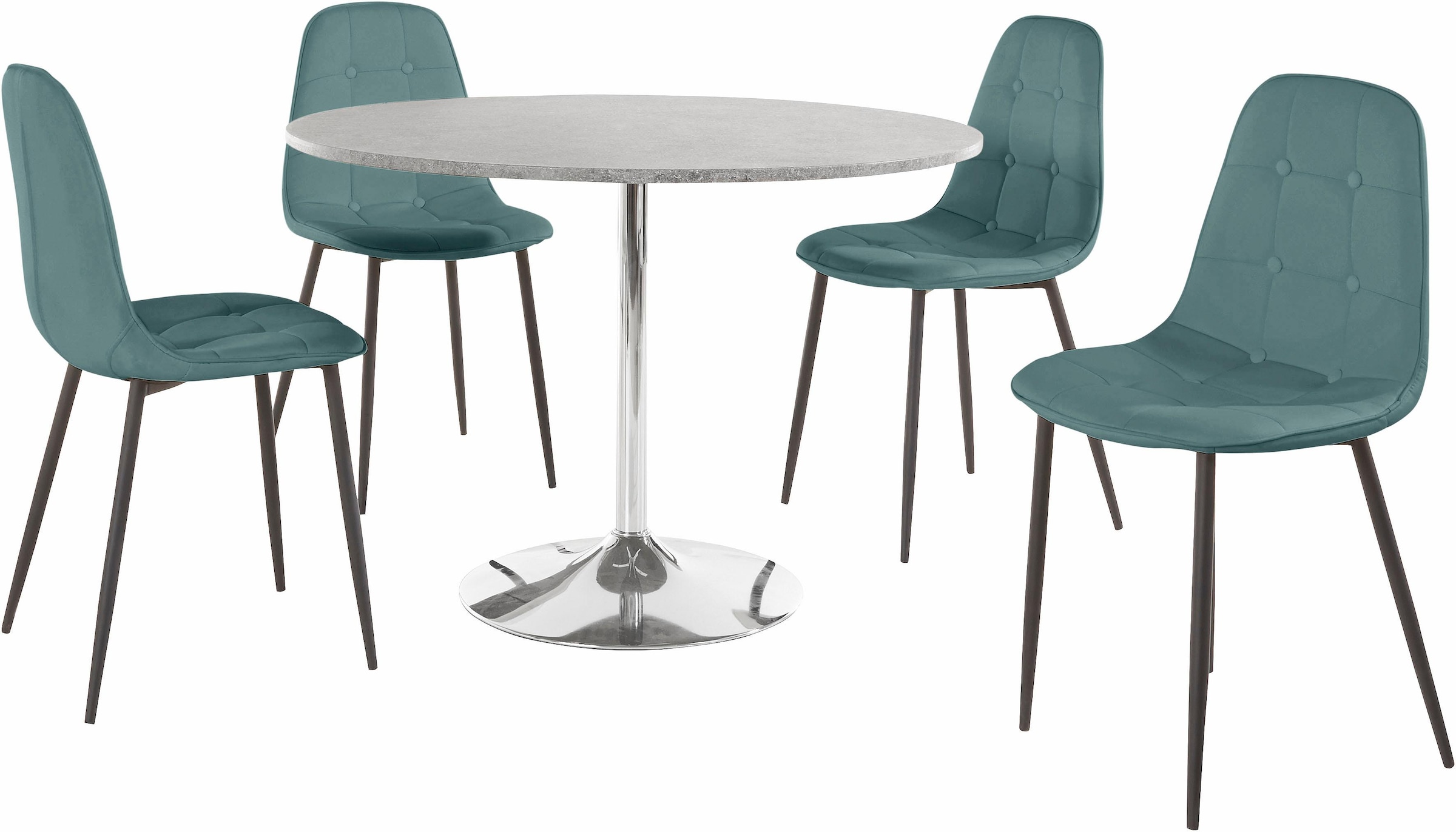 INOSIGN Essgruppe, (Set, 5 tlg.), mit rundem Tisch im Zement-Optik