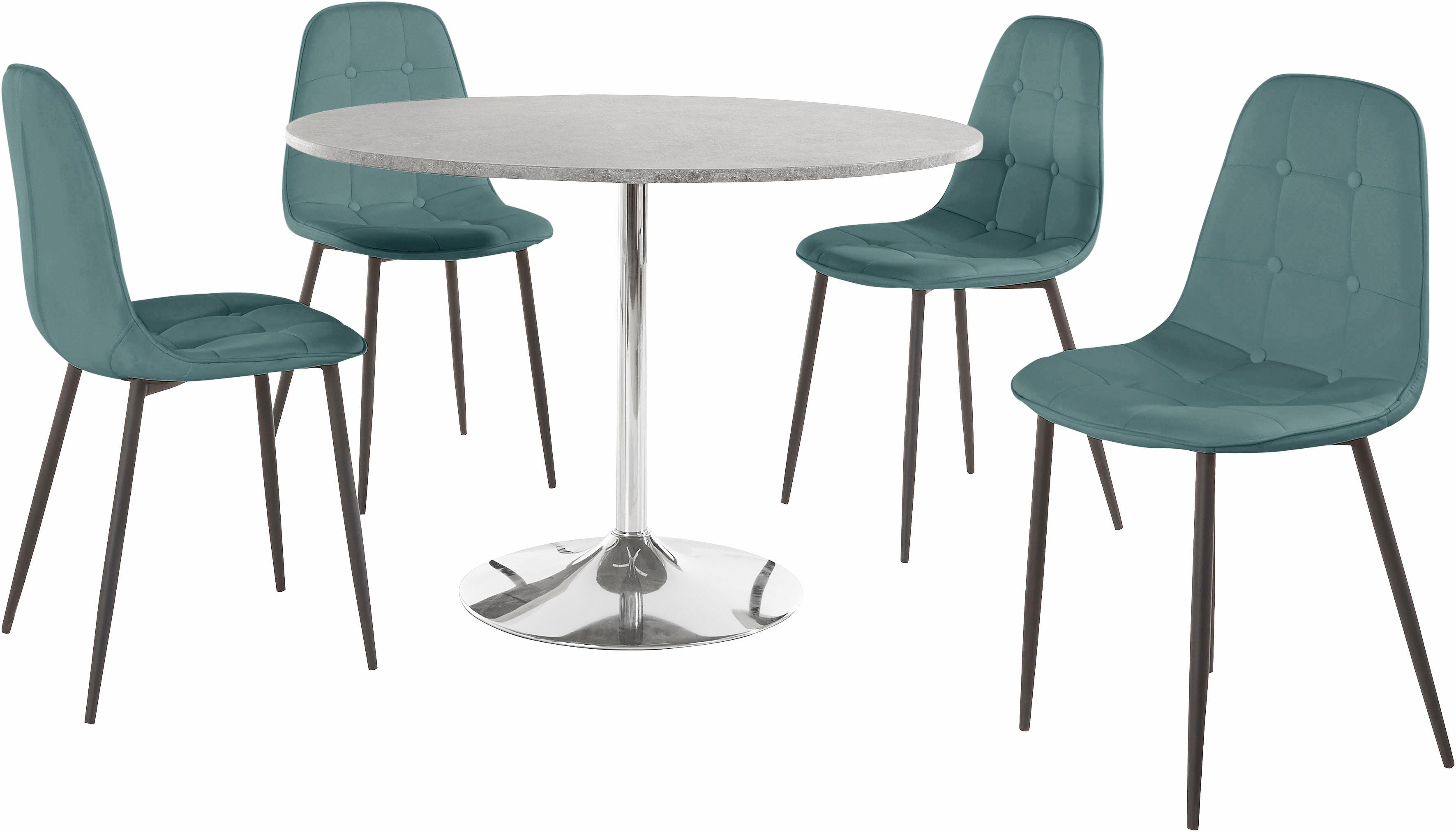 INOSIGN Essgruppe Set, 5 Stk. tlg. mit rundem Tisch im Zement-Optik günstig online kaufen