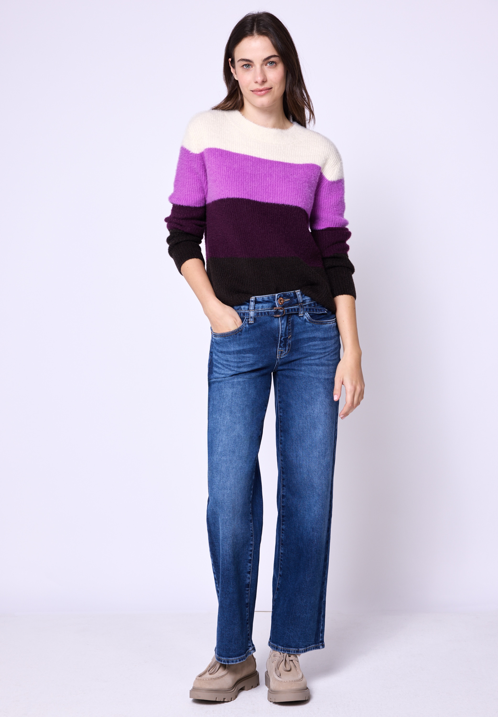 STREET ONE STUDIO Strickpullover mit buntem Streifenmuster