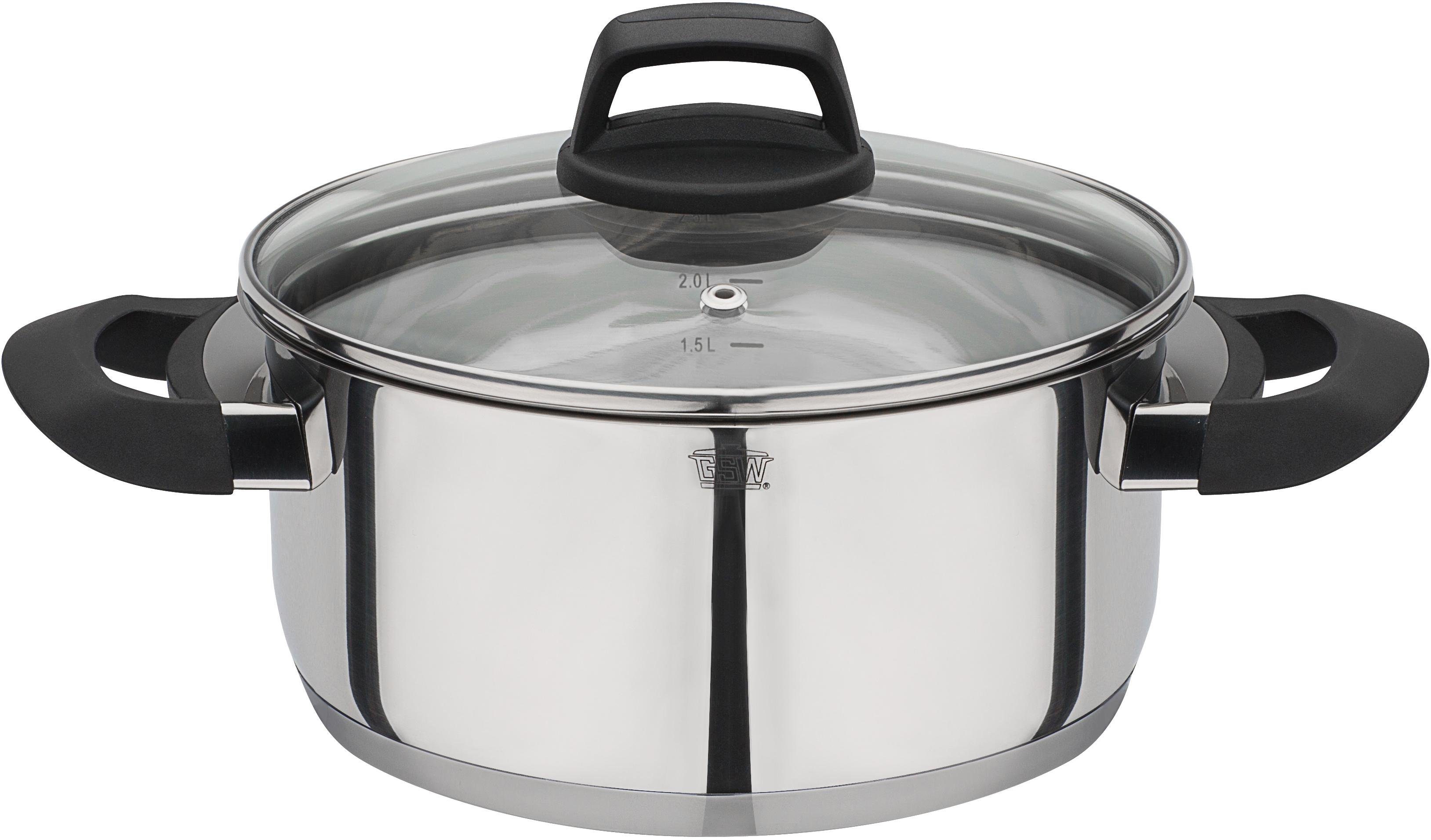 GSW Bratentopf "Como", 2,8 l + Ø 20cm + Höhe 9cm, silber, Töpfe, Induktion