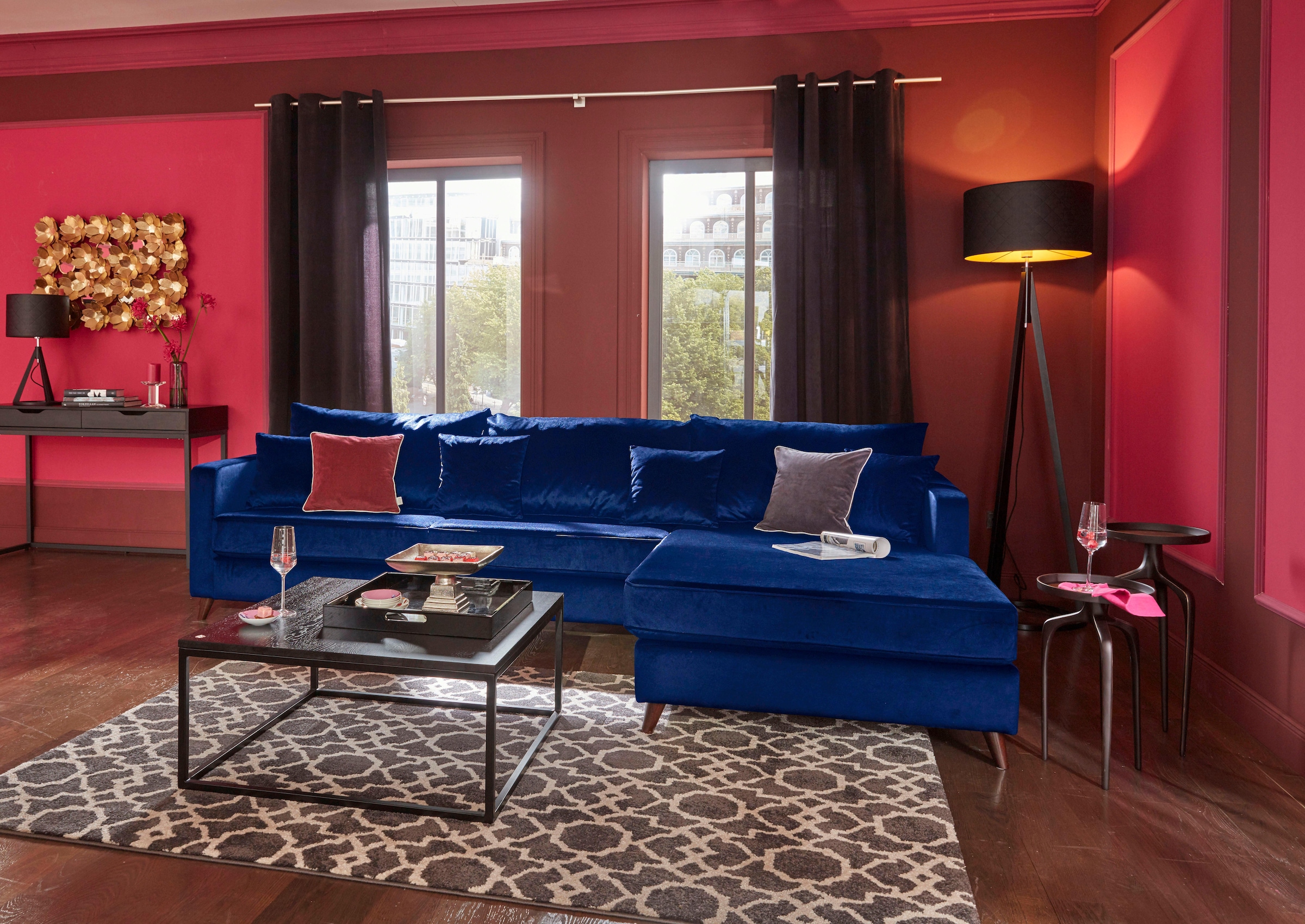 Home affaire Ecksofa "Renesse L-Form", lose Kissen, Keder an Sitzkissen günstig online kaufen