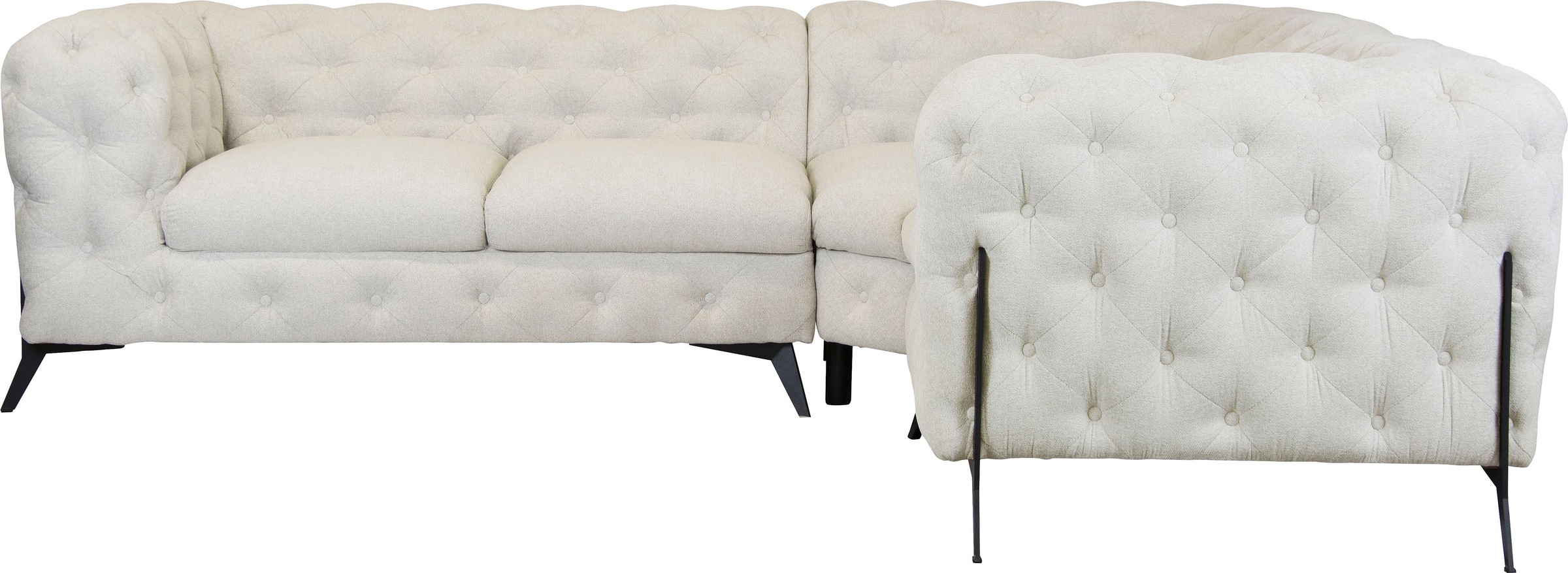 Leonique Chesterfield-Sofa »Amaury L-Form«, moderne Chersterfield-Optik, Breite 262 cm, Fußfarbe wählbar