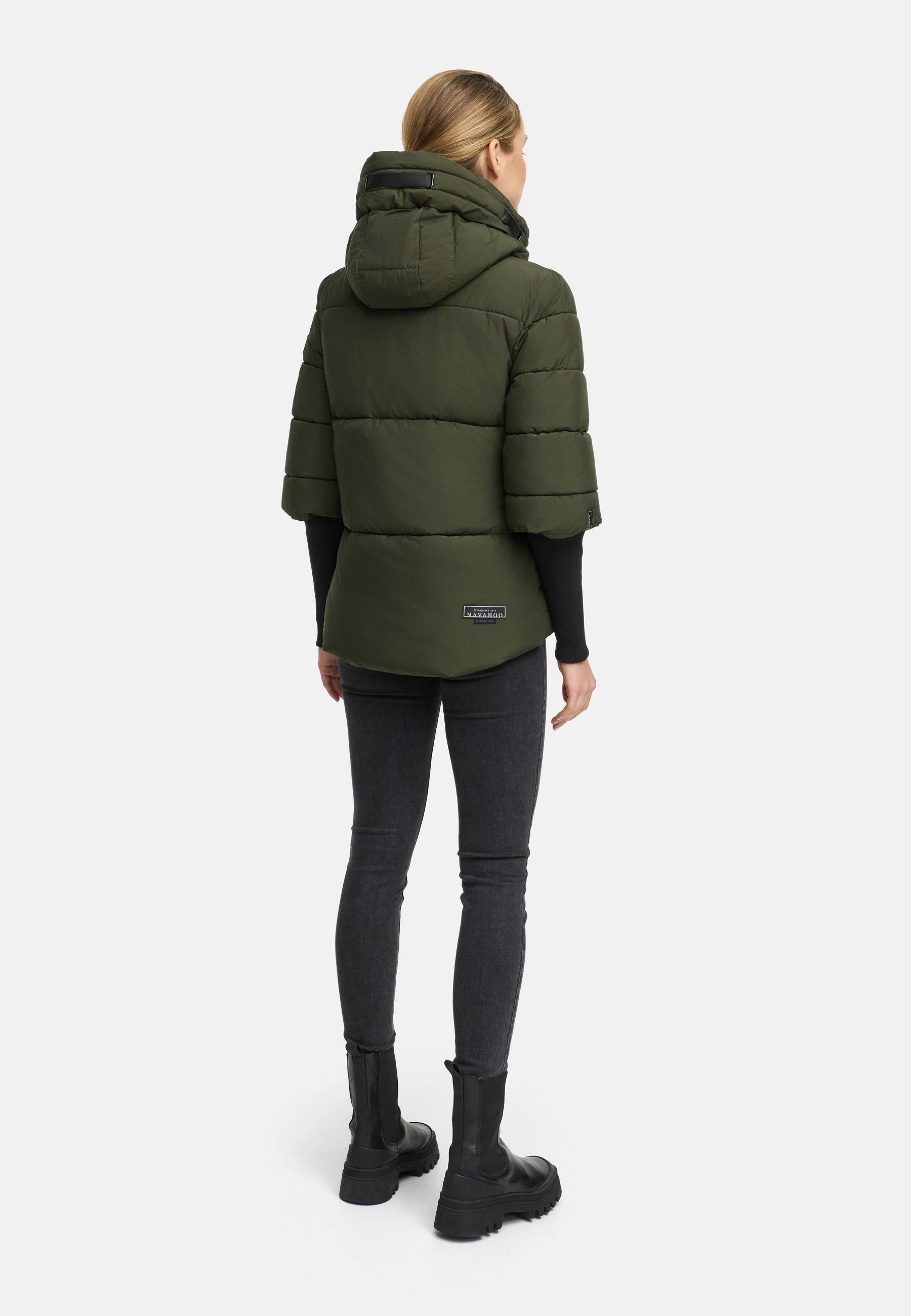 Navahoo Steppjacke »Lotusherz XIV«, mit Kapuze, Warme gesteppte Winterjacke mit Rippstrickärmeln