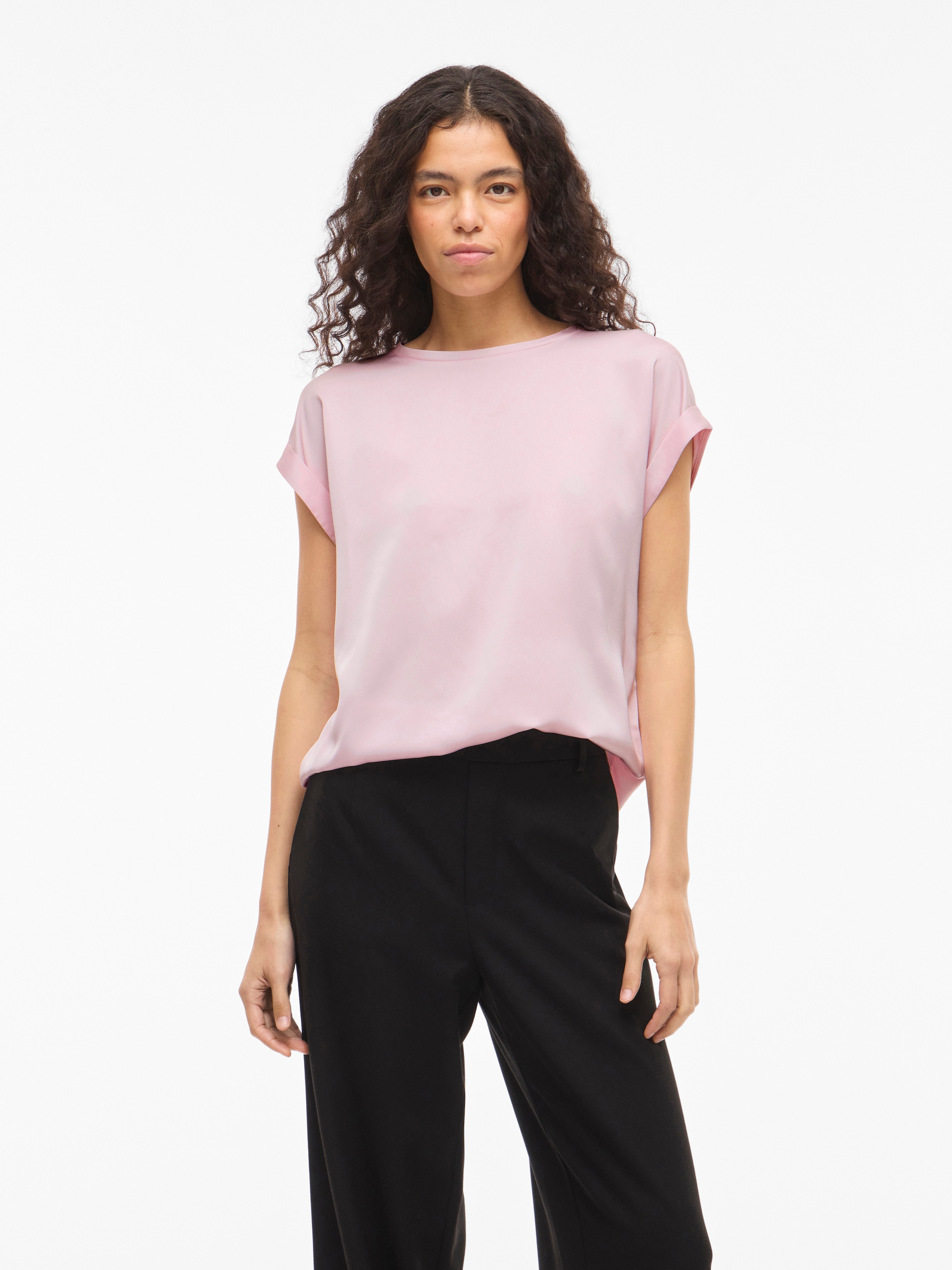 Vila "VIELLETTE S/S SATIN TOP - NOOS" Satin Optik günstig online kaufen