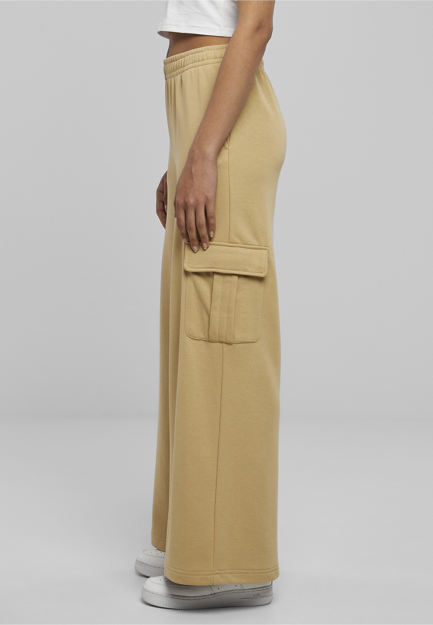 URBAN CLASSICS Cargohose »Urban Classics Damen Ladies Highwaist Wide Leg Cargo Terry Pants«