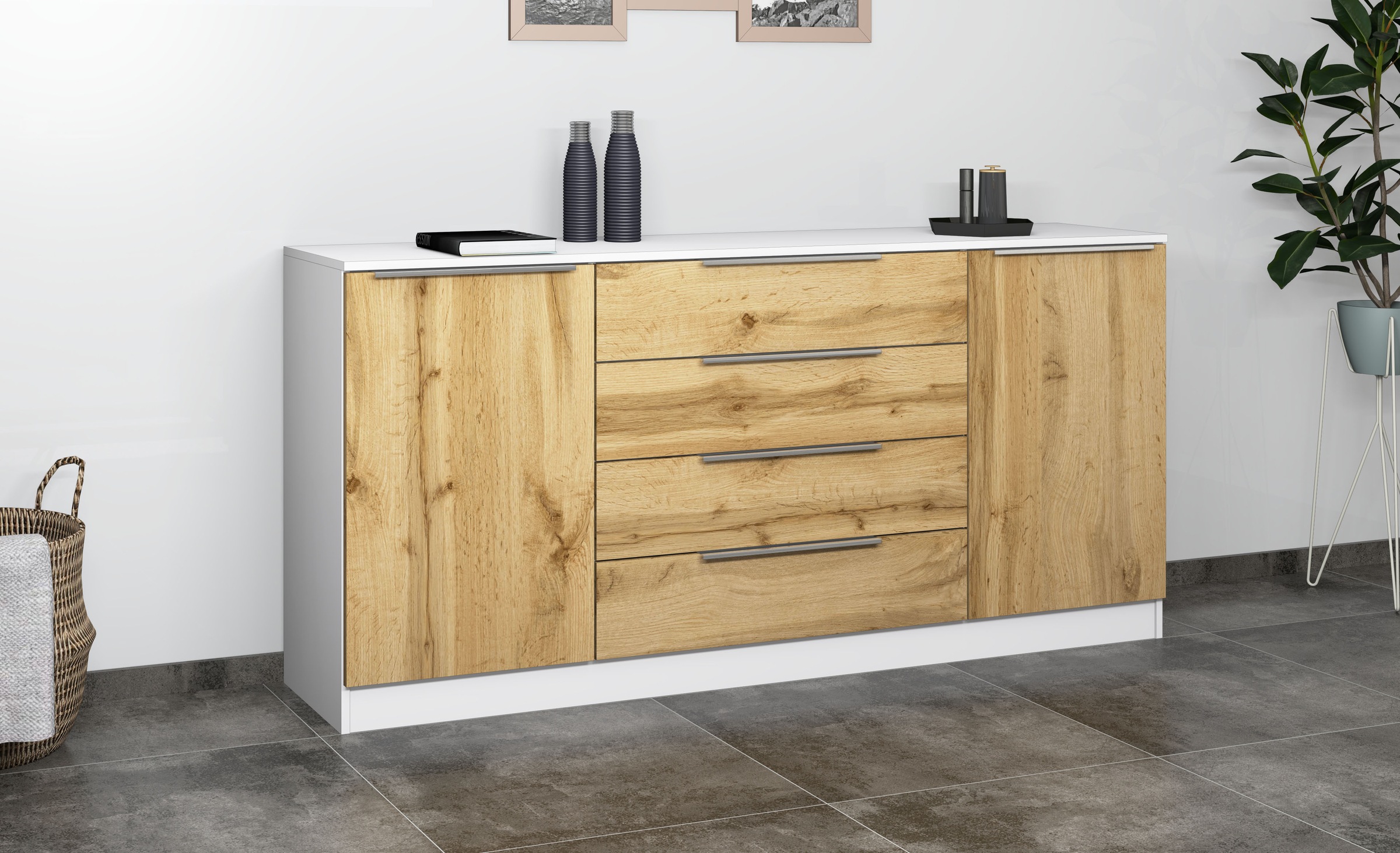 borchardt Möbel Kommode "Oliva, Kommode mit Metallgriffen" mit 4 Schubkäste günstig online kaufen