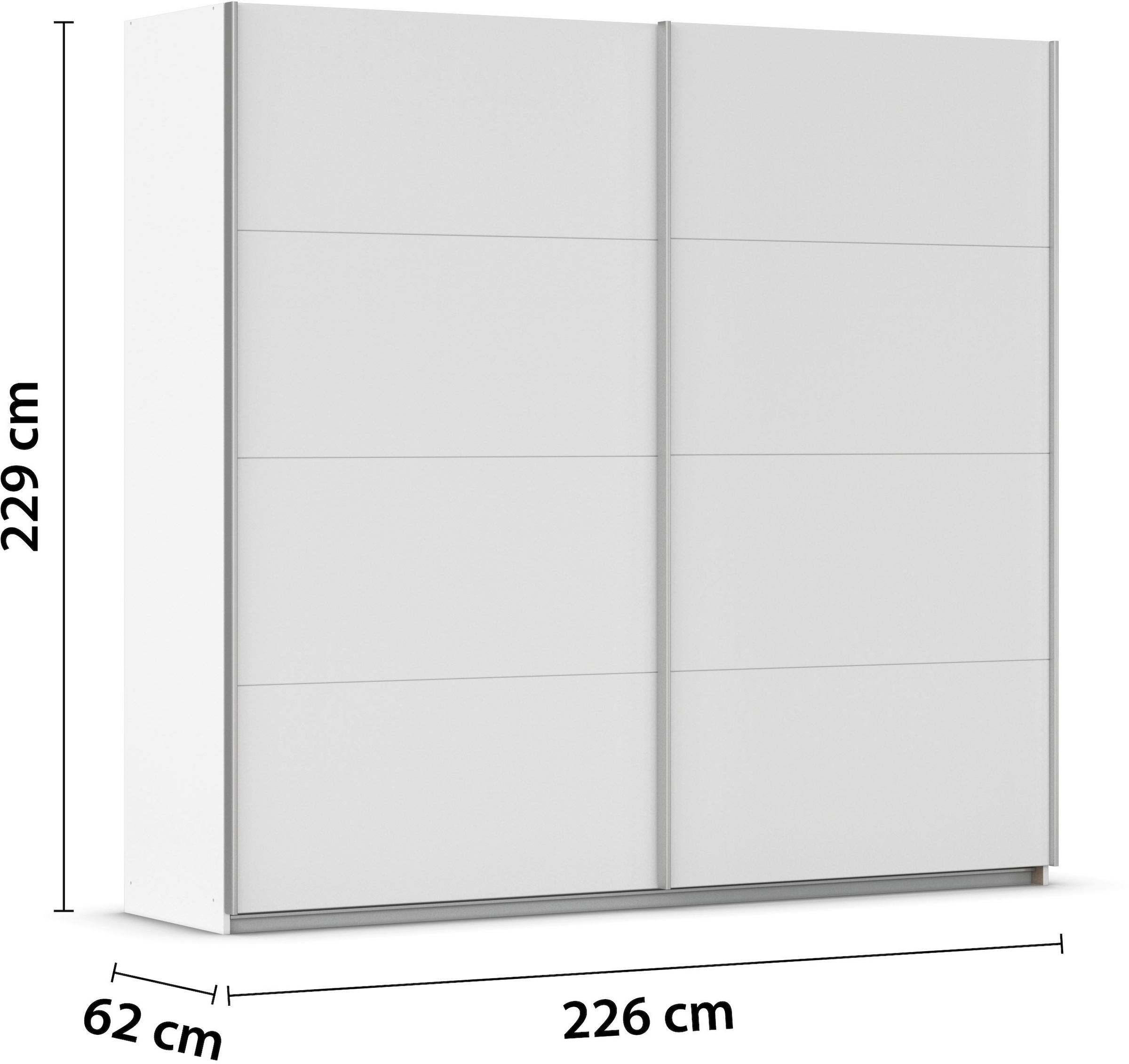 INOSIGN BY RAUCH Schwebetürenschrank »Kleiderschrank Schrank Garderobe Schlafzimmerschrank THANOS«, (in 3 verschiedenen Ausstattungen BASIC/CLASSIC/PREMIUM), Optional mit Spiegel, Metall-Griffleisten alufarben MADE IN GERMANY