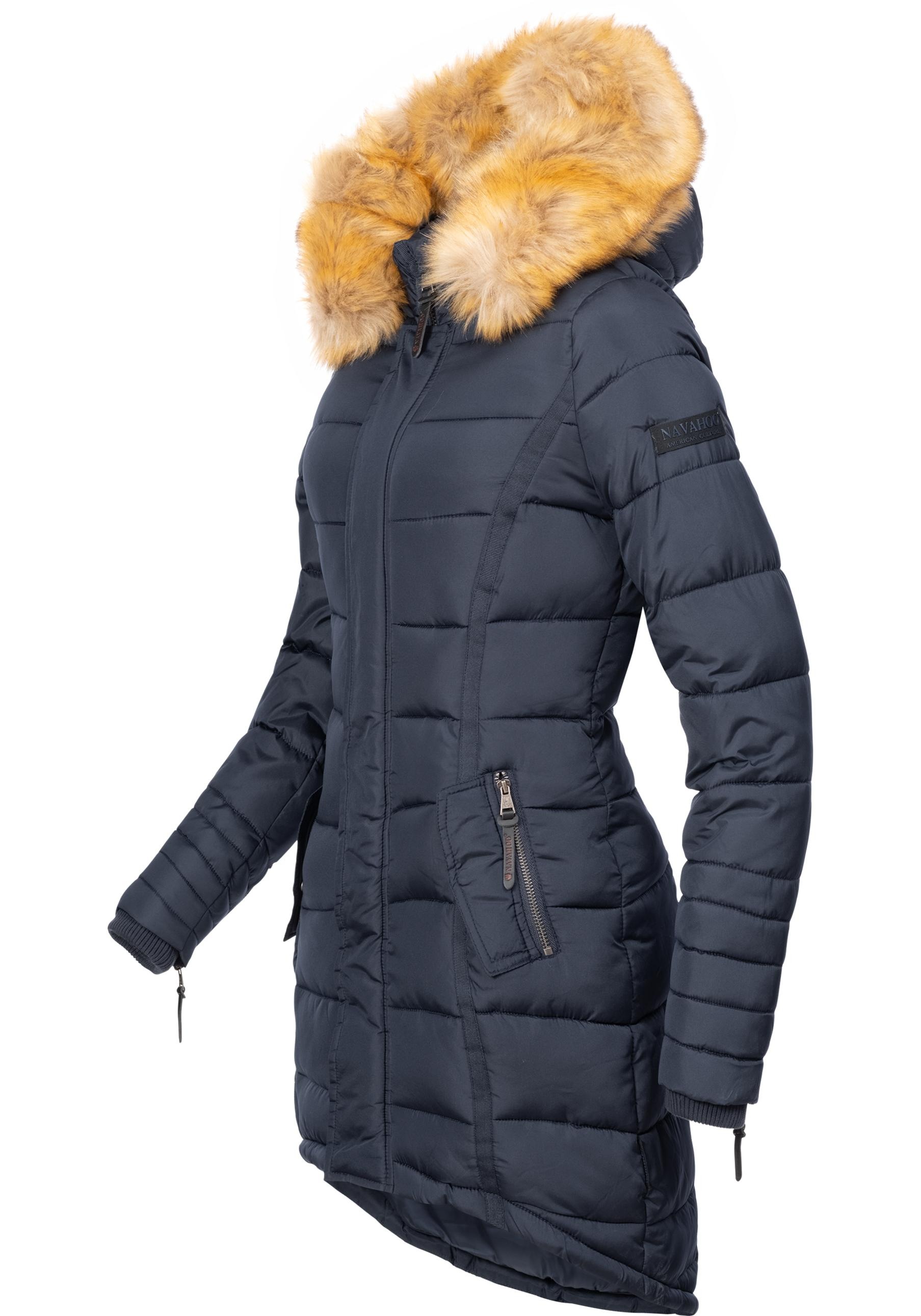 Navahoo Steppmantel "Papaya", hochwertiger Wintermantel m. edlem Fellimitat günstig online kaufen