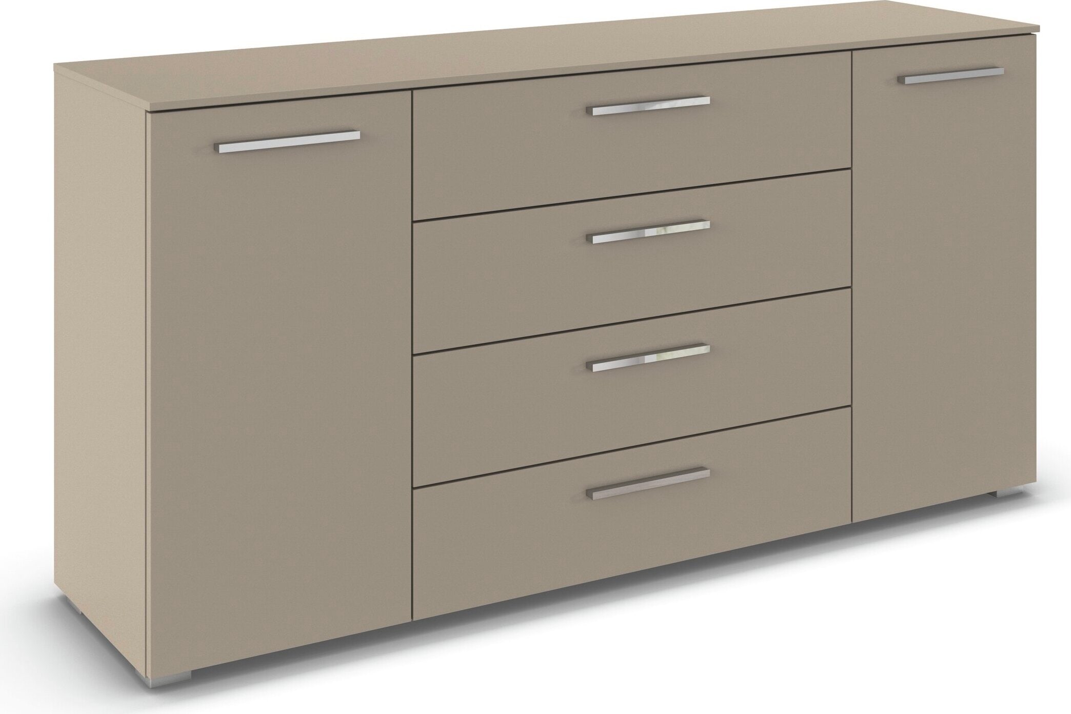 rauch Kombikommode "Sideboard Schubkommode Kommode MONTCLAR Front Dekor/Hochglanz/Glas" Breite 160 / Höhe 81 cm, 2 Einlegeböden, inkl. Soft-Close-Funktion, 2-türig, 4 geräumige Schubladen, viele Griffvarianten MADE IN GERMANY