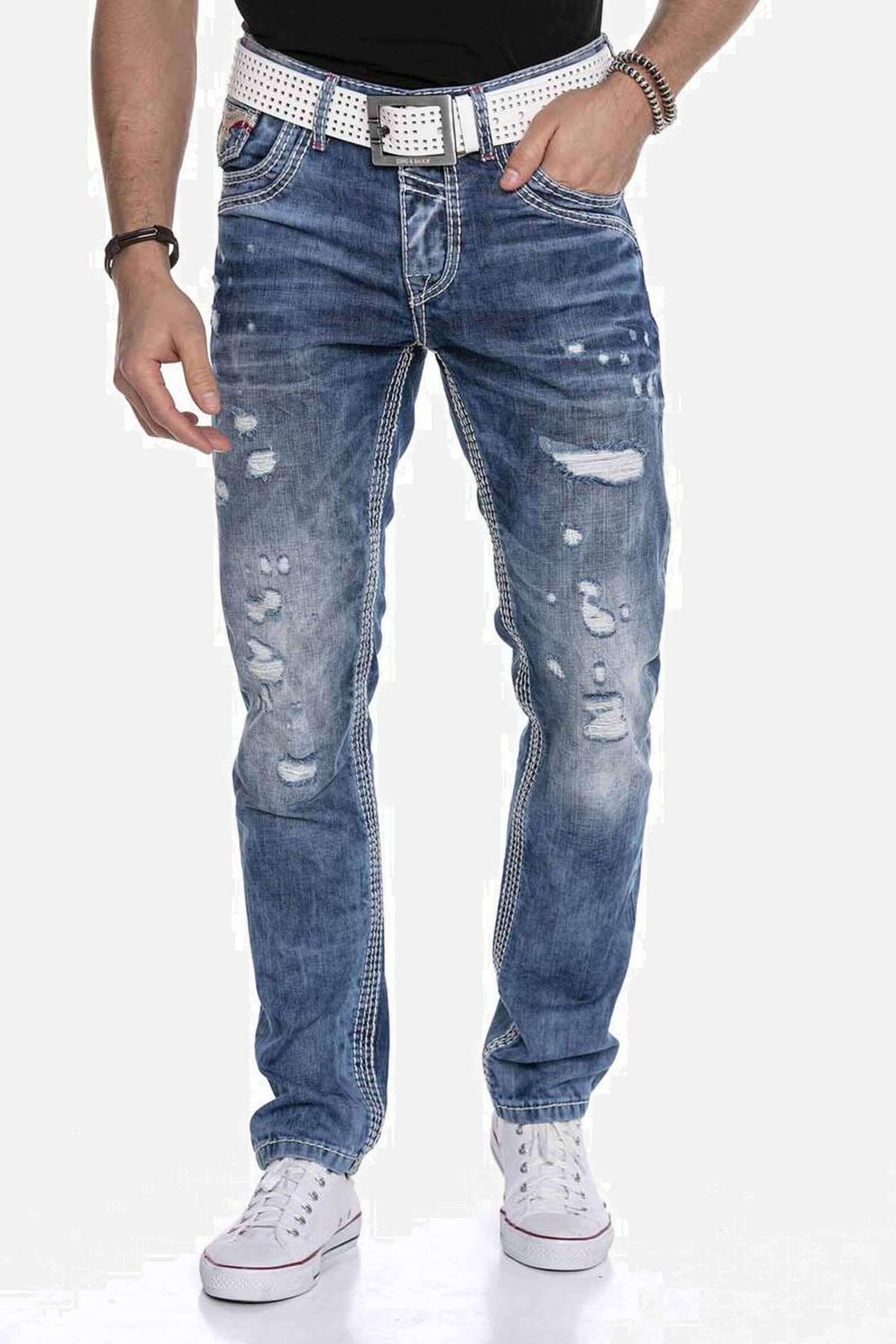 Cipo & Baxx 5-Pocket-Jeans "Jeans", bequeme Jeans im lässigen Destroyed-Loo günstig online kaufen