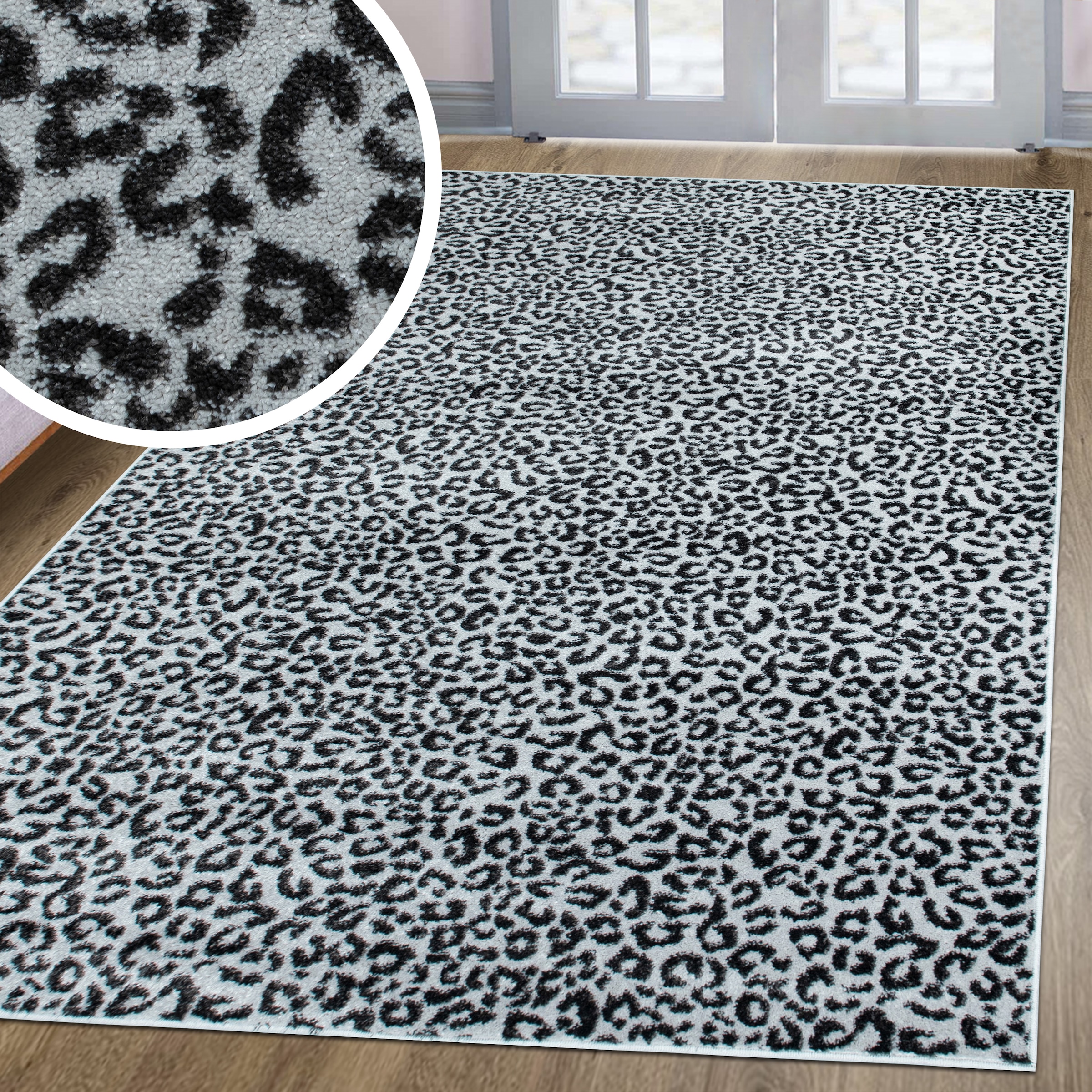 OTTO home Teppich "Fynna, Leoparden-Muster, Animal Print, modern" rechteckig 9 mm Höhe Leo, besonders weicher Flor, Wohnzimmer, Schlafzimmer, Esszimmer