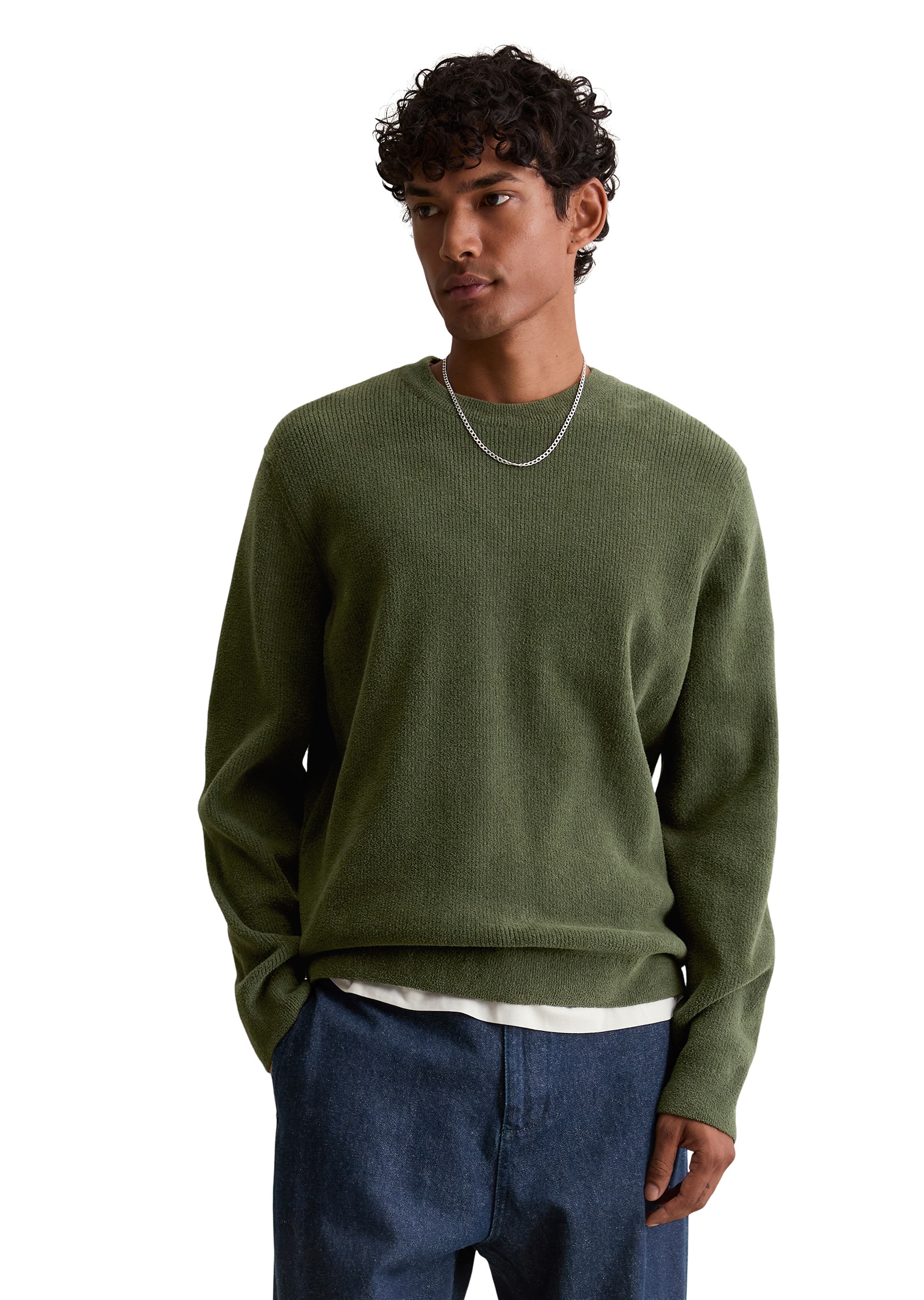 Marc OPolo DENIM Rundhalspullover "aus weichem Bio-Baumwoll-Chenille" günstig online kaufen