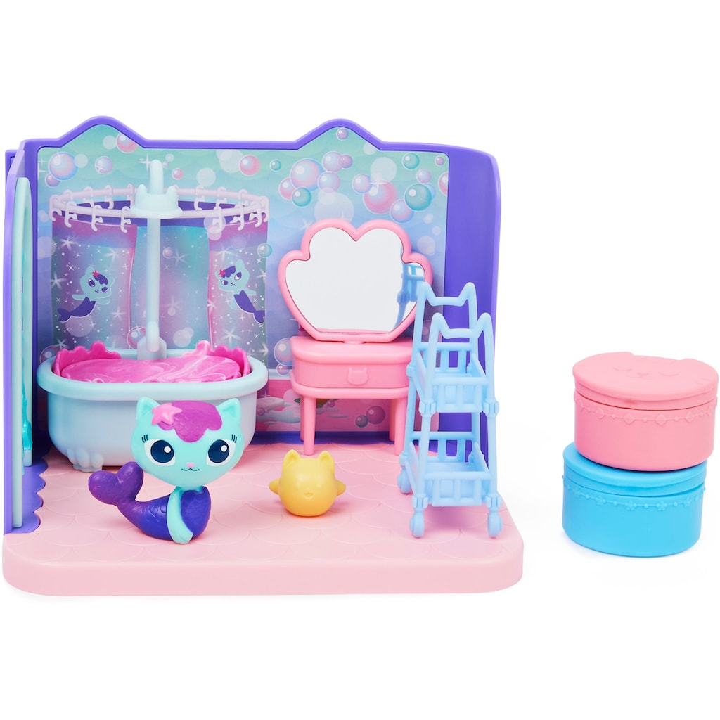 Spin Master Spielwelt »Gabby's Dollhouse – Deluxe Room – MerCat's Badezimmer«, Badezimmer mit Meerkätzchen, Möbelstücken und thematischem Zubehör