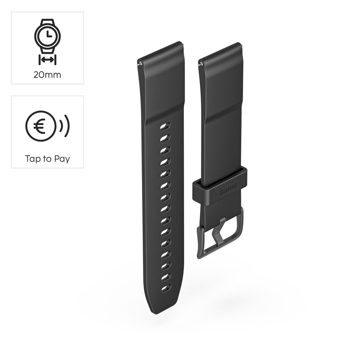 Hama Uhrenarmband »NFC-Armband (kontaktlos bezahlen, für Uhren/Smartwatches, 20 mm)« Bezahlarmband zum Wechseln, Fidesmo-App, Mastercard/Visa-zertifiziert