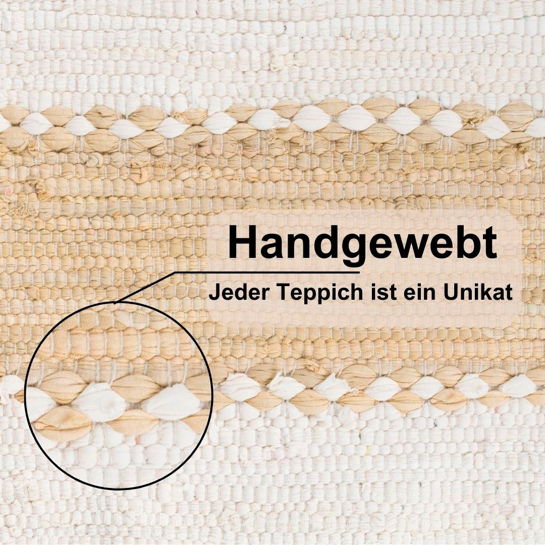 Myflair Möbel & Accessoires Teppich »Karim«, rechteckig, 10 mm Höhe, Handweb Teppich, gestreift, 90% Baumwolle, handgewebt, mit Fransen