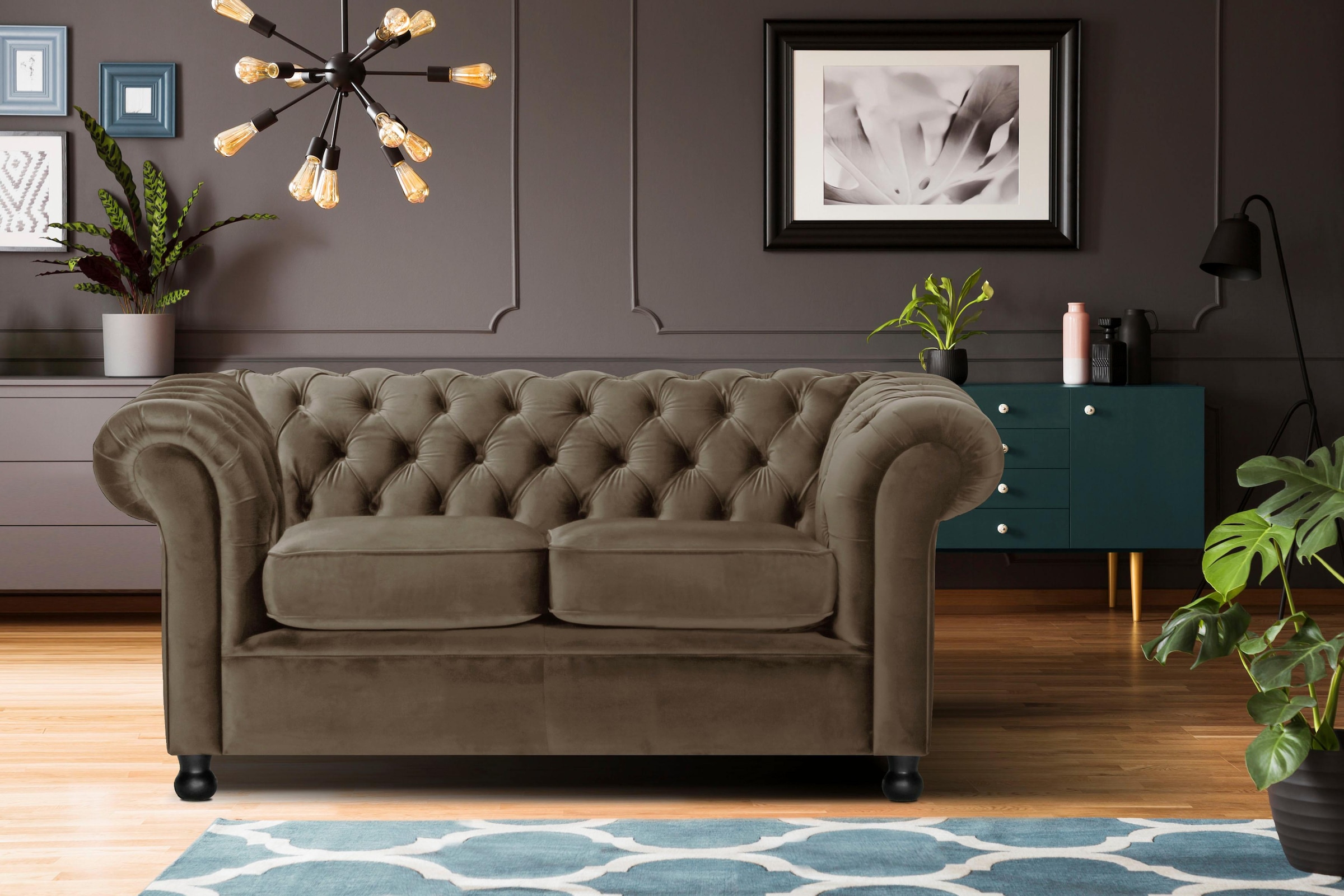 Home affaire Chesterfield-Sofa "Chesterfield Home 2-Sitzer", mit edler Knopfheftung und typischen Armlehnen