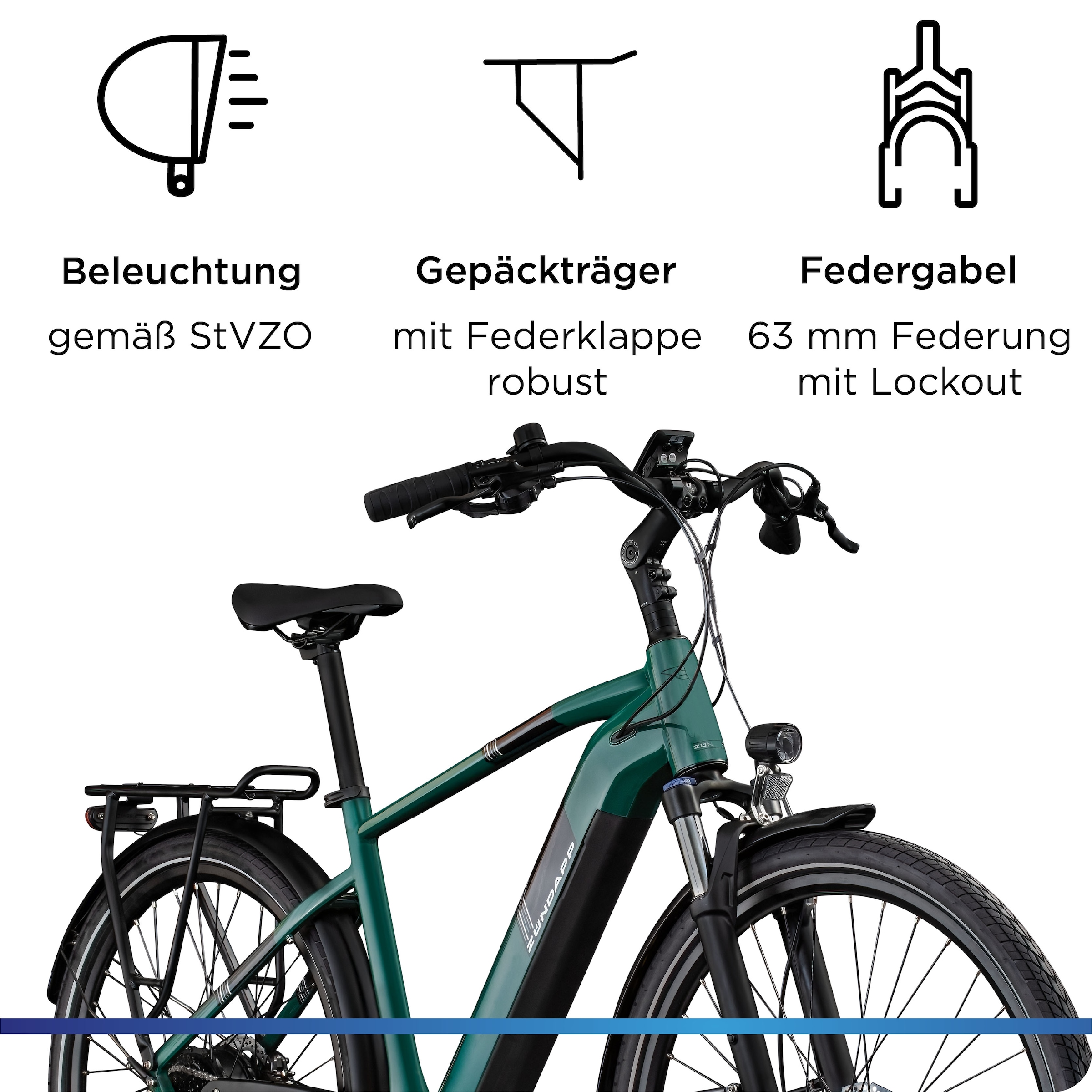 Zündapp »Z810« 8 Gang Shimano Altus RD-M310 Schaltwerk Kettenschaltung Heckmotor 250 W Pedelec, Elektrofahrrad für Damen und Herren