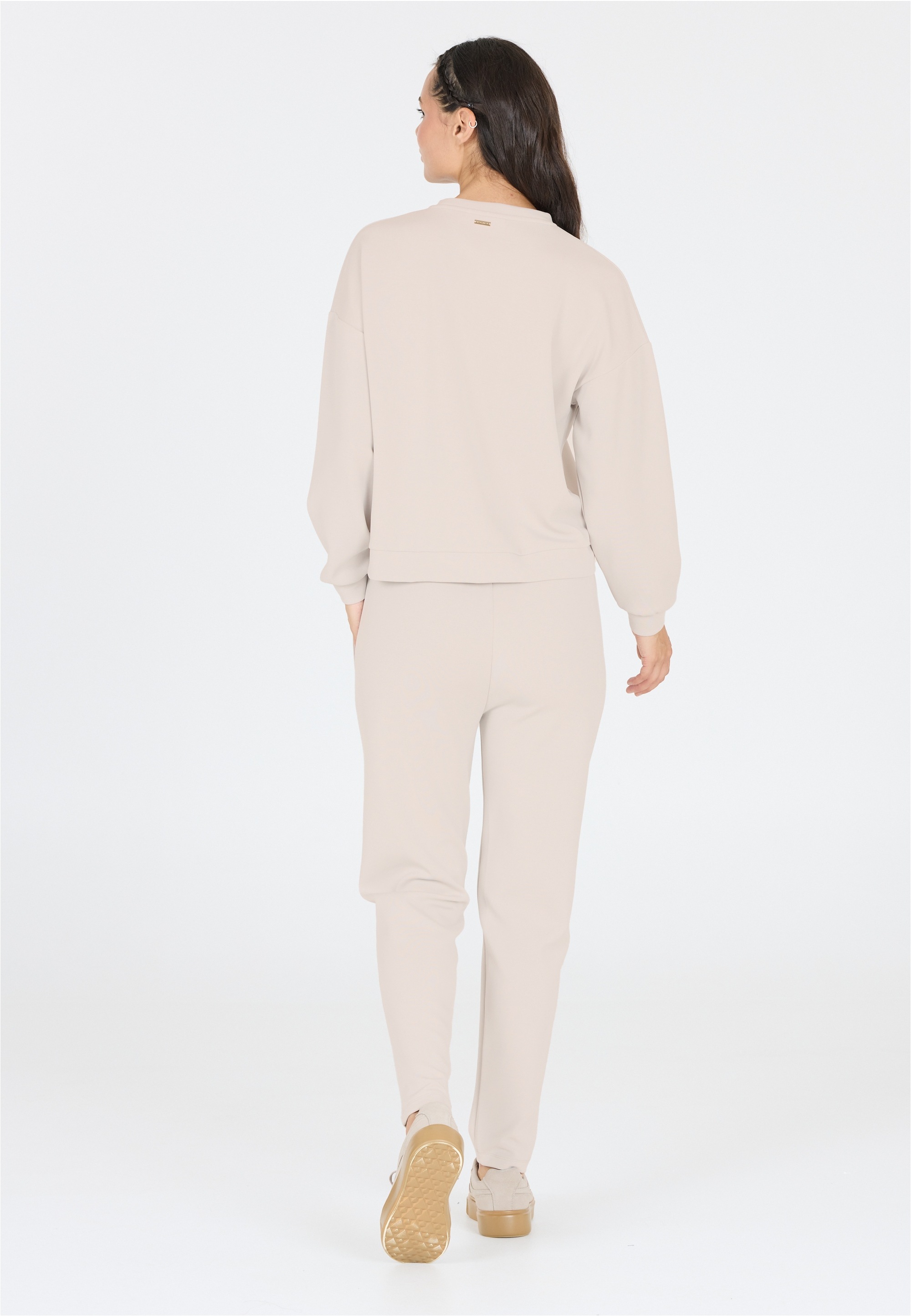 Sweatshirt ATHLECIA "Jillnana", Damen, Gr. 38, beige (hellbeige), 51% Polyester, 44% Modal, 5% Elasthan, unifarben, normal, Rundhals, Sweatshirts Sweatshirt, im klassischen Design 3
