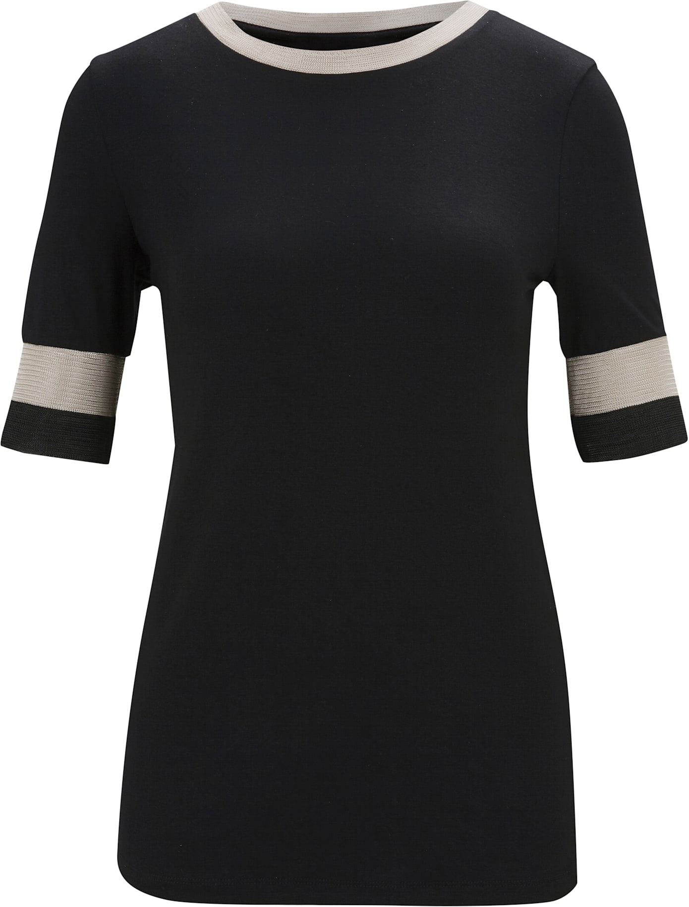 Rundhalsshirt HEINE "Rundhals-Shirt", Damen, Gr. 44, schwarz, 95% Viskose, 5% Elasthan, unifarben, Rundhals, Shirts Rundhalsshirt 6