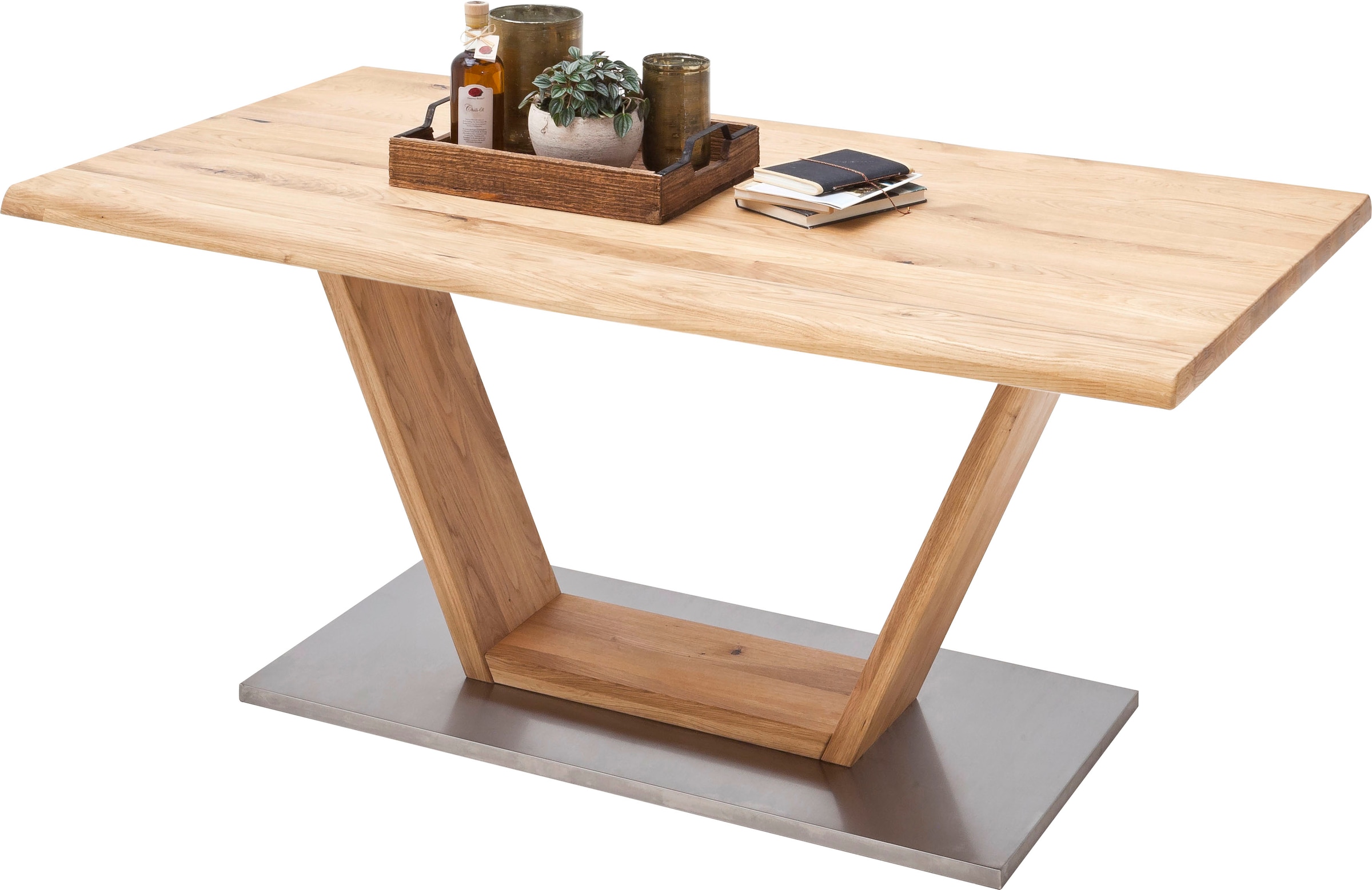 MCA furniture Esstisch »Greta«, Esstisch Massivholz mit Baumkante, gerader  Kante oder Tischplatte bestellen | BAUR | Esstische