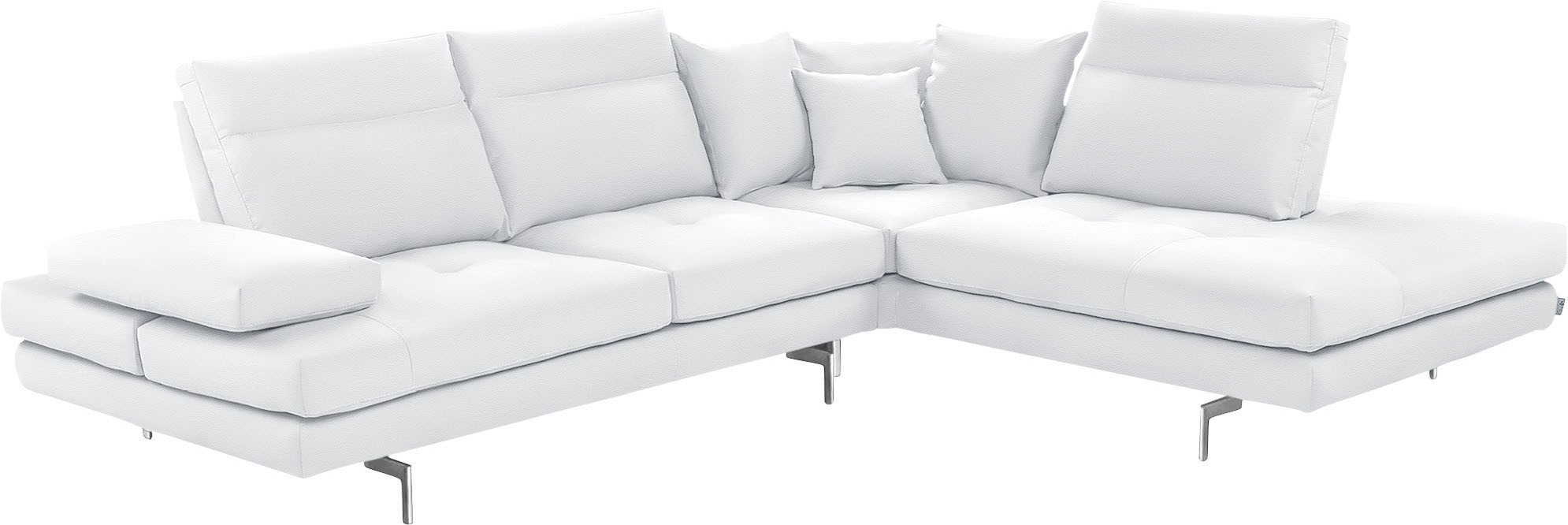 CALIA ITALIA Ecksofa "Toby Wing, B/T: 288/232 cm, Designsofa mit hohem Sitzkomfort, L-Form" Sitztiefenverstell.,wahlw. mit Kissen-Set, Füße chrom glänzend