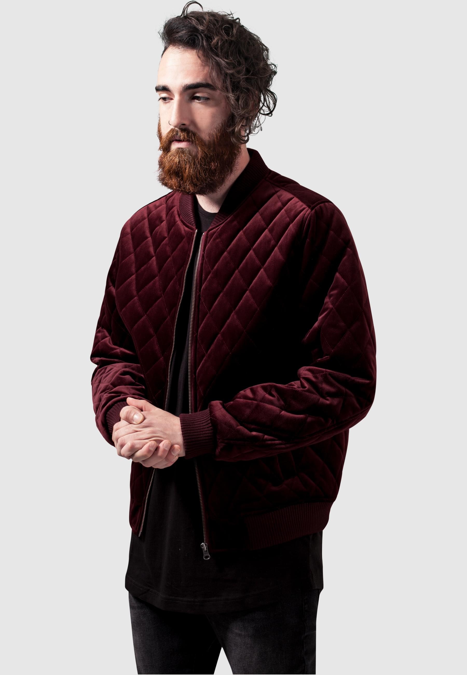 URBAN CLASSICS Anorak »Urban Classics Herren Diamond Quilt Velvet Jacket«, (1 St.), ohne Kapuze