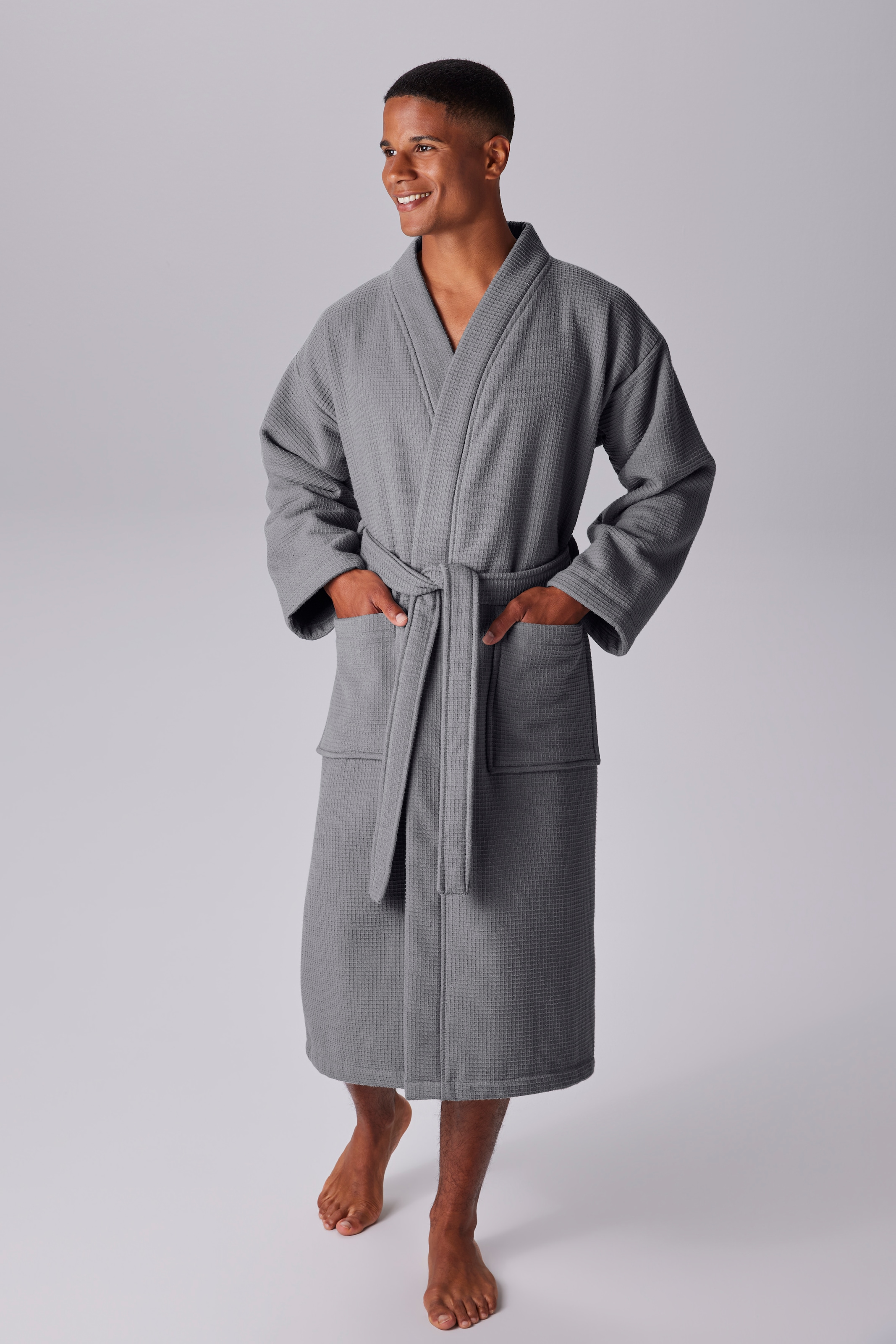 my home Unisex-Bademantel »Merida, Waffelpiqué, ideal für Sauna & Spa, Hotelbademantel«, (1 St.), Premium Qualität, 500 g/m², S-2XL, Morgenmantel