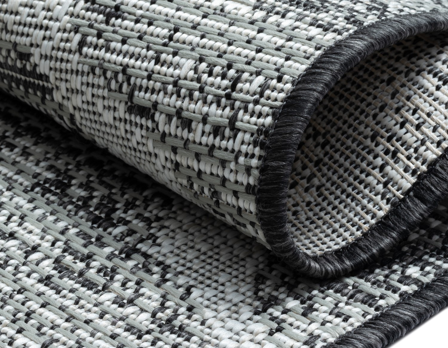 Teppich "Astral, LAGERRÄUMUNG", grau (grau,schwarz,cream), B:80cm H:6mm L:150cm, Polypropylen, MYFLAIR MÖBEL & ACCESSOIRES, Teppiche, Teppich, modernes Rauten Design, Outdoor geeignet, Balkon, Terrasse 3
