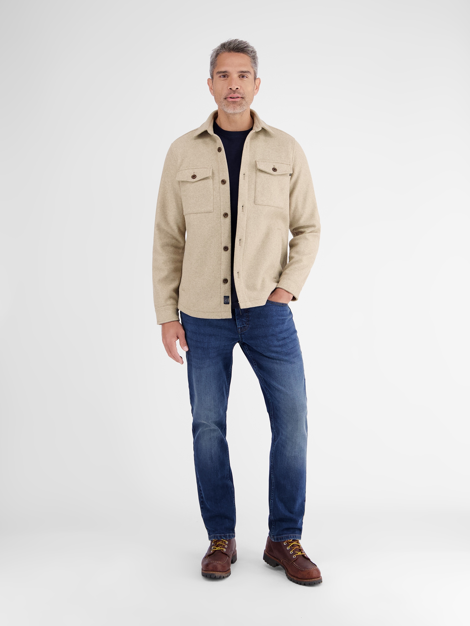 LERROS Langarmhemd »LERROS Urban-Style Hemdjacke in Wolloptik«