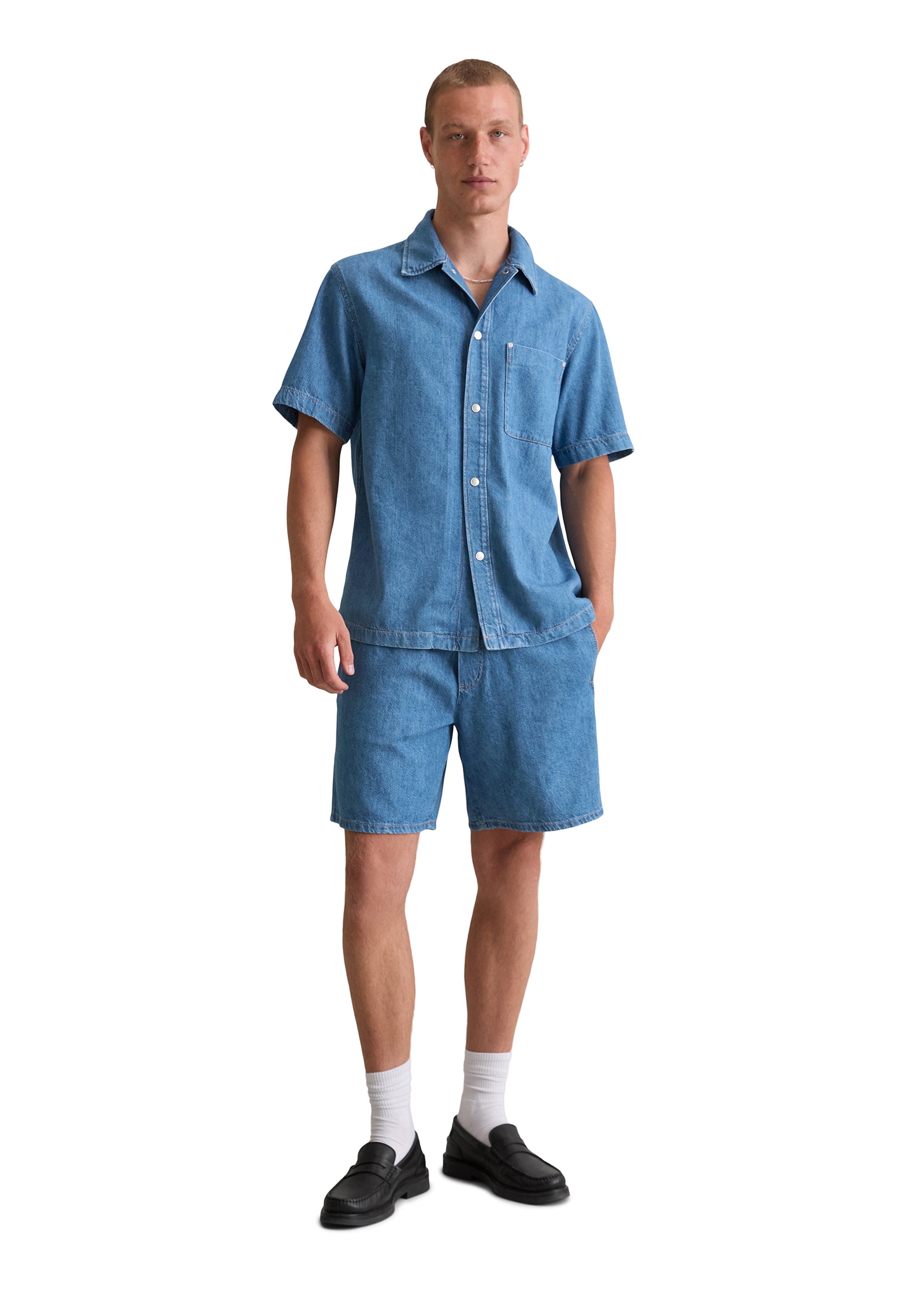 Marc O'Polo DENIM Kurzarmhemd »aus weichem Bio-Baumwoll-Mix«