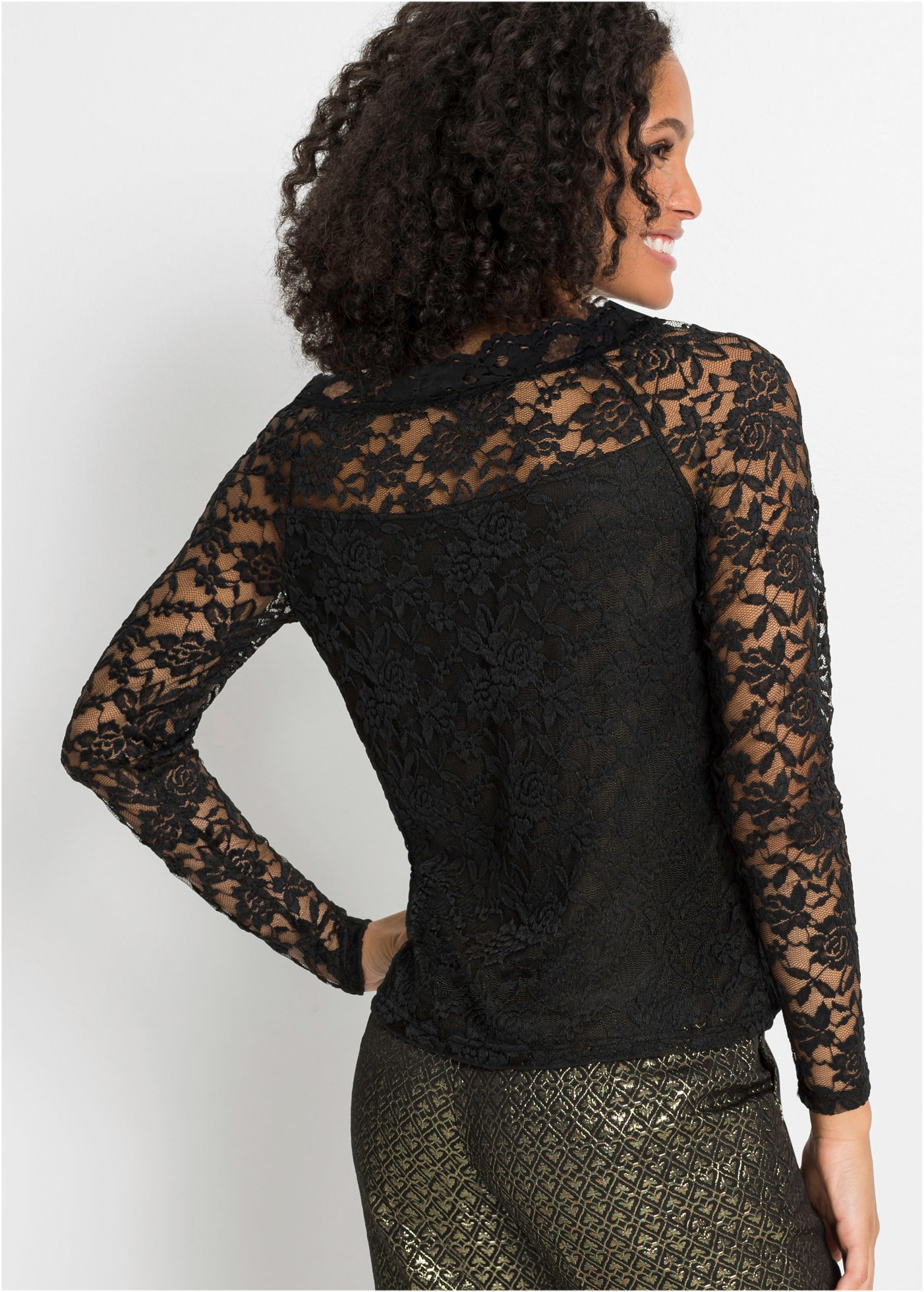 bonprix Langarmshirt Spitzen-Langarmshirt