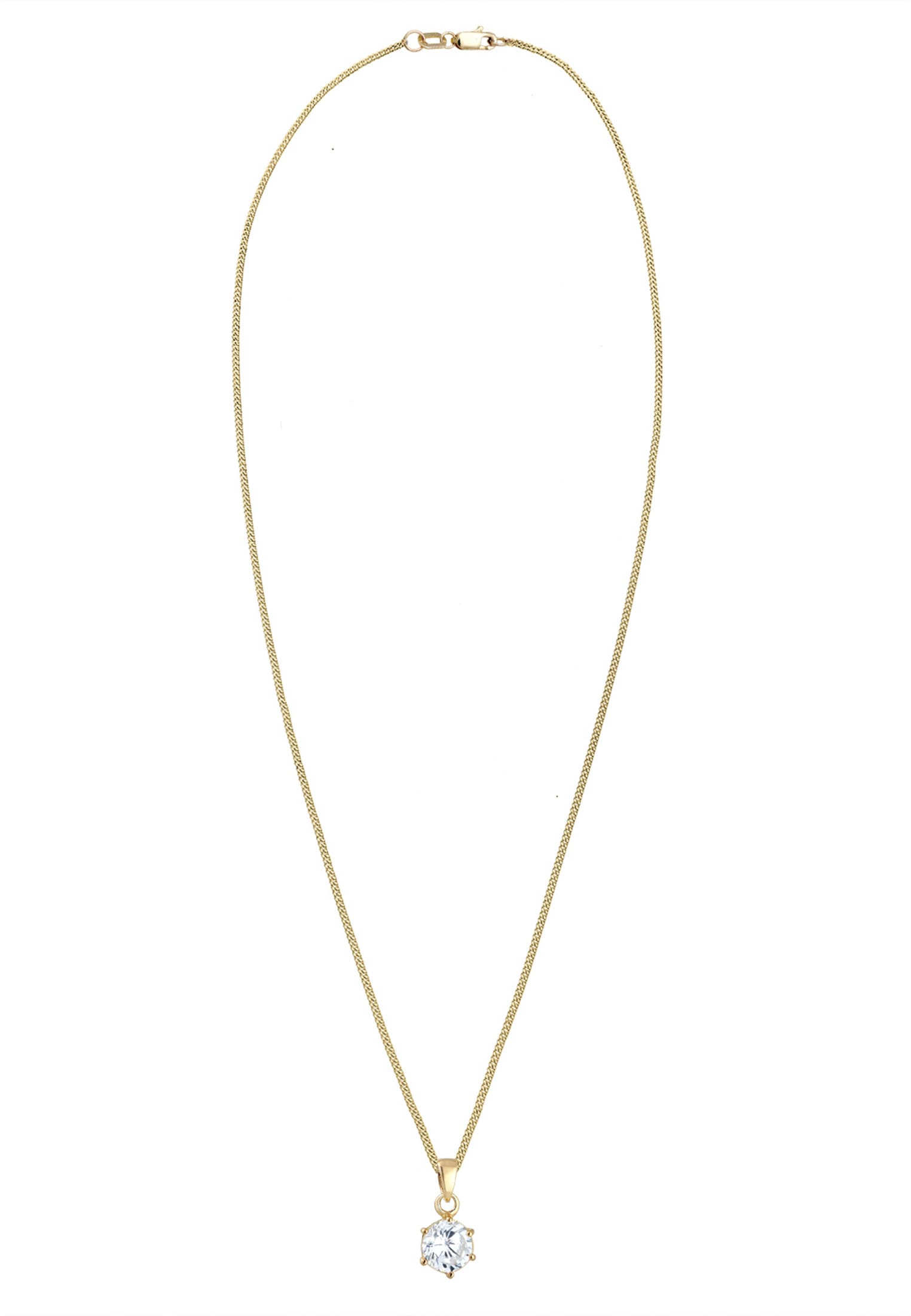 Elli Premium Collierkettchen »Solitär Halskette Zirkonia Weiß 375 Gelbgold«