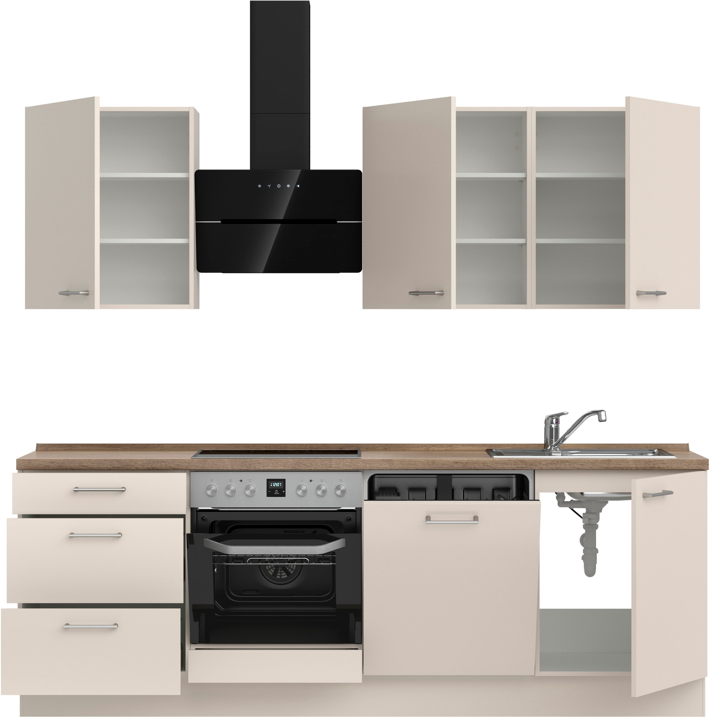 nobilia® Küchenzeile »"Laser II", Ausrichtung wählbar, Breite 240 cm« vormontiert, wahlw. mit unterschiedlichen E-Geräten-Sets