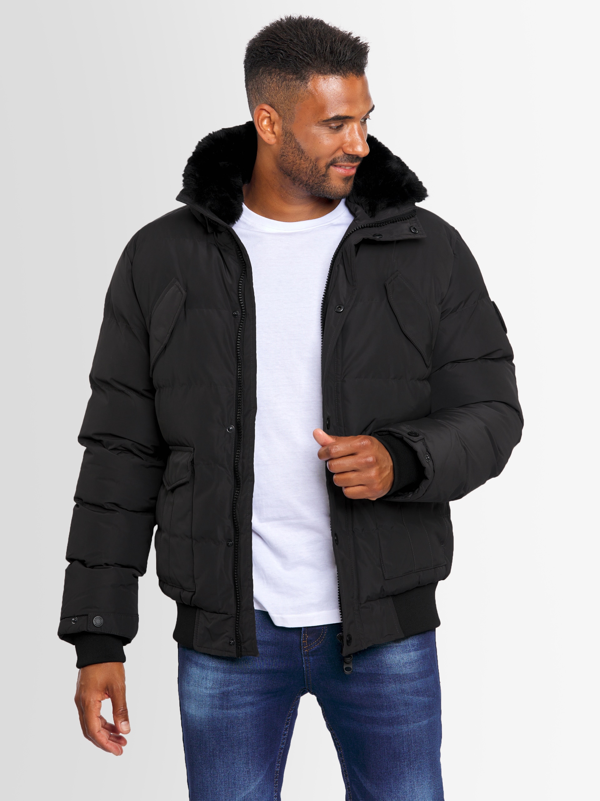 Alessandro Salvarini Winterjacke »ASLeonio« mit warmem Teddyfell und abnehmbarer Kapuze