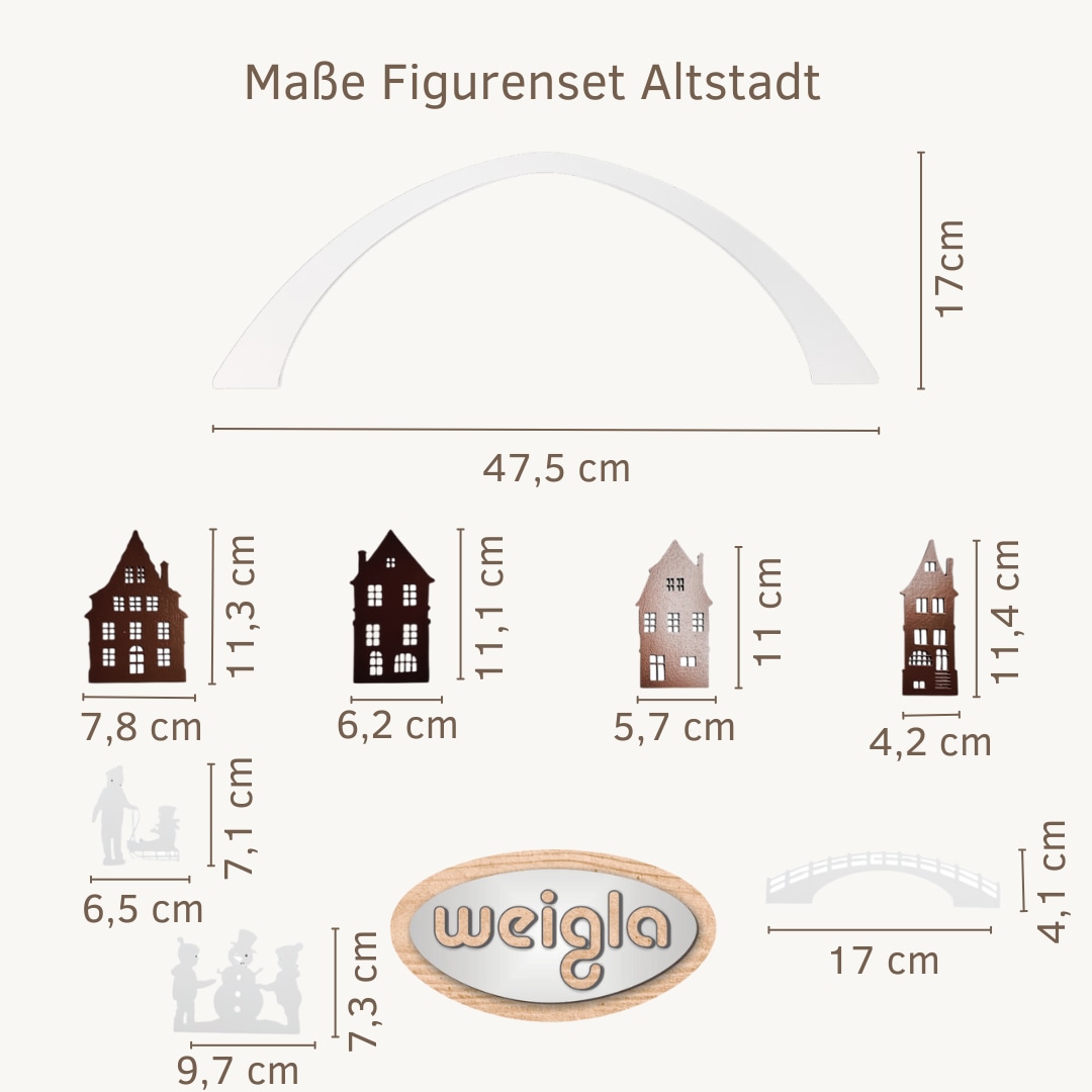 Weigla Dekofigur »Figurenset "Altstadt" für WEIGLA Dekosockel, aus Holz« Erzgebirge garantiert, Deko für Weihnachten und das ganze Jahr