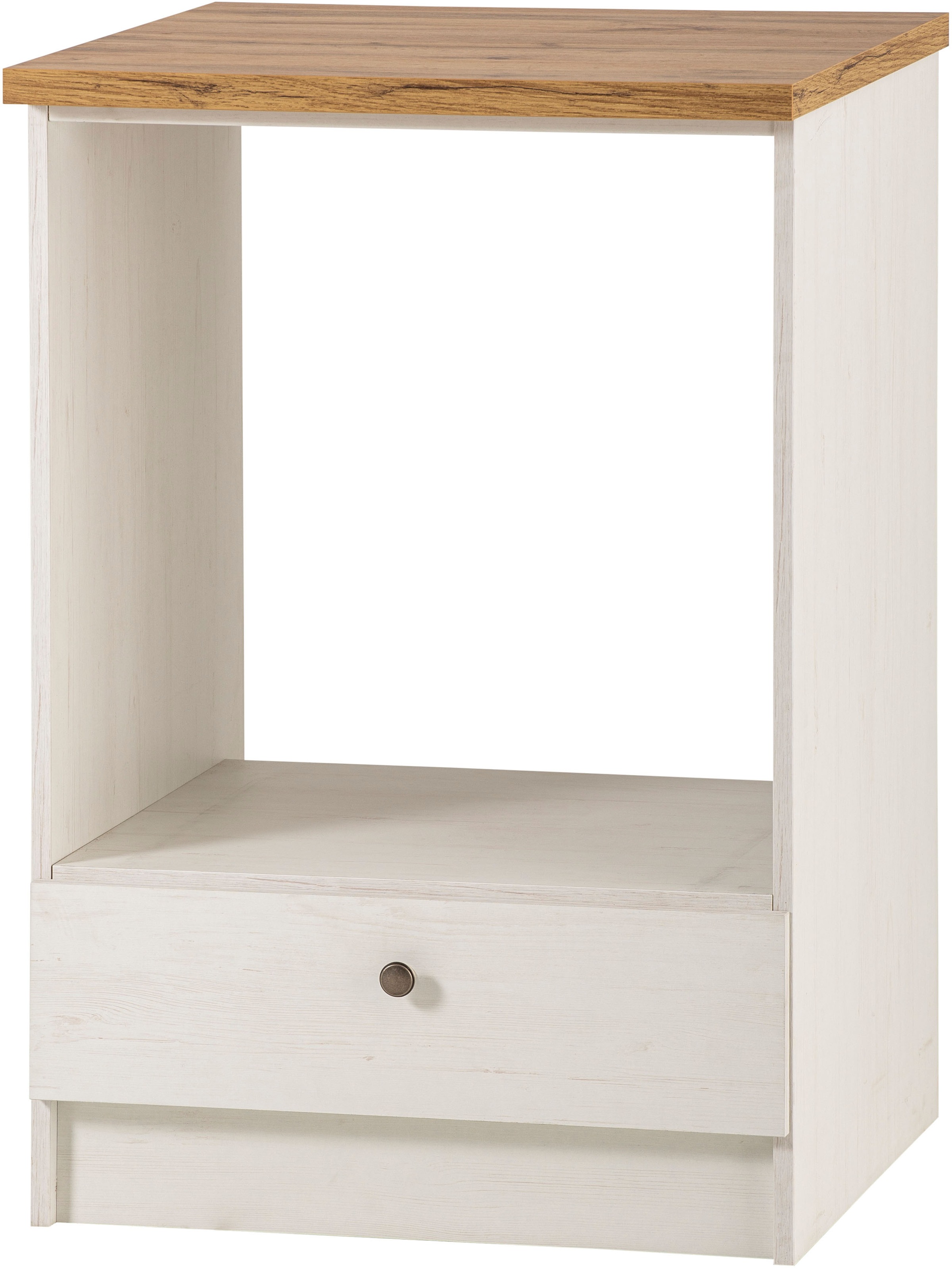 KOCHSTATION Küchenzeile »KS-Westminster, Pantryküche im Landhaus Stil, hochwertige Metallgriffe«, (Set), Breite 268 cm, Sideboard, Wandpaneel, Hängeschrank und Herdumbau