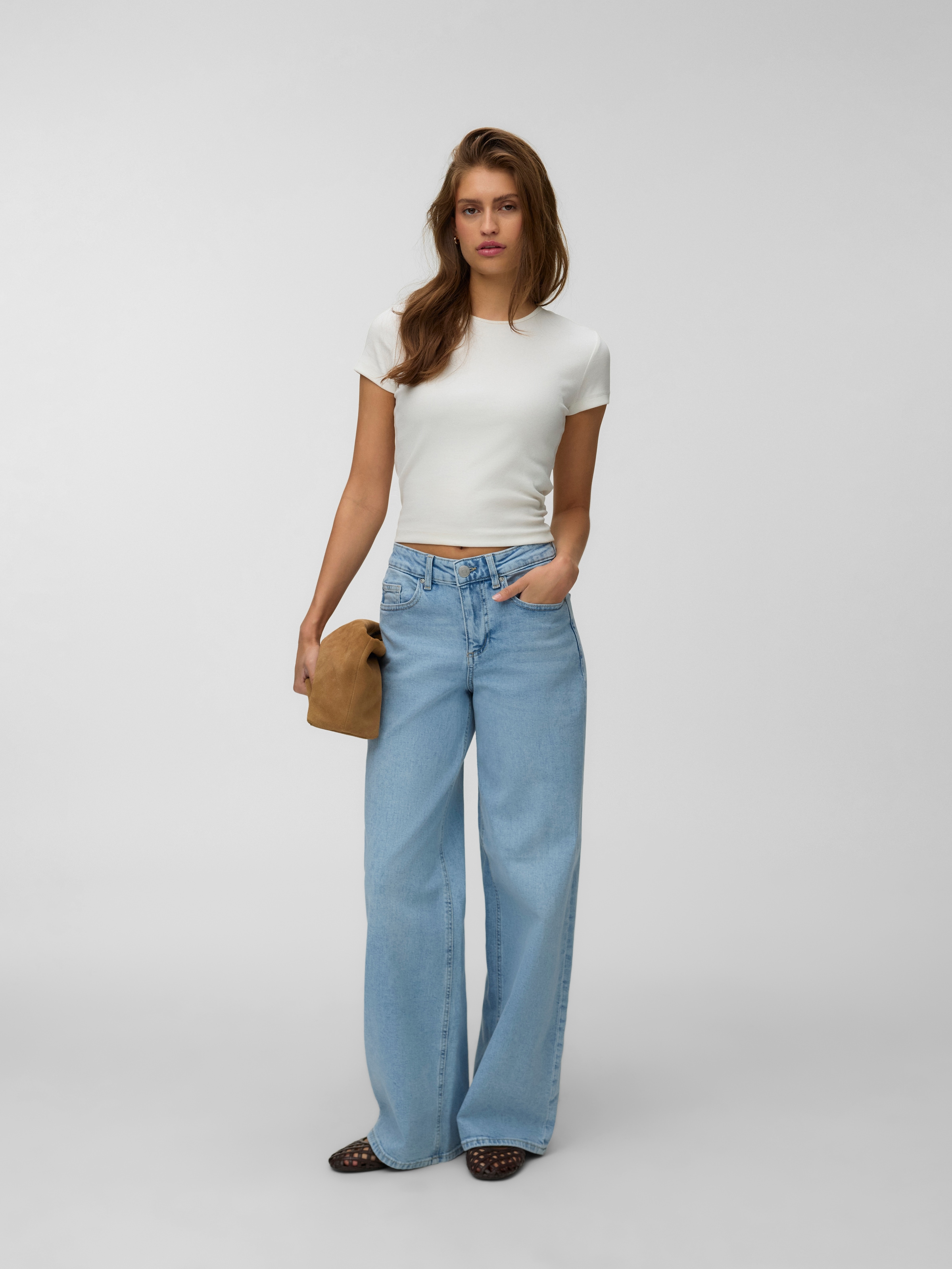 Vero Moda Weite Jeans »VMSANDIE-STRETCH MR WIDE JNS RA3133 NOOS« Baumwollmischung, wide fit, mid waist
