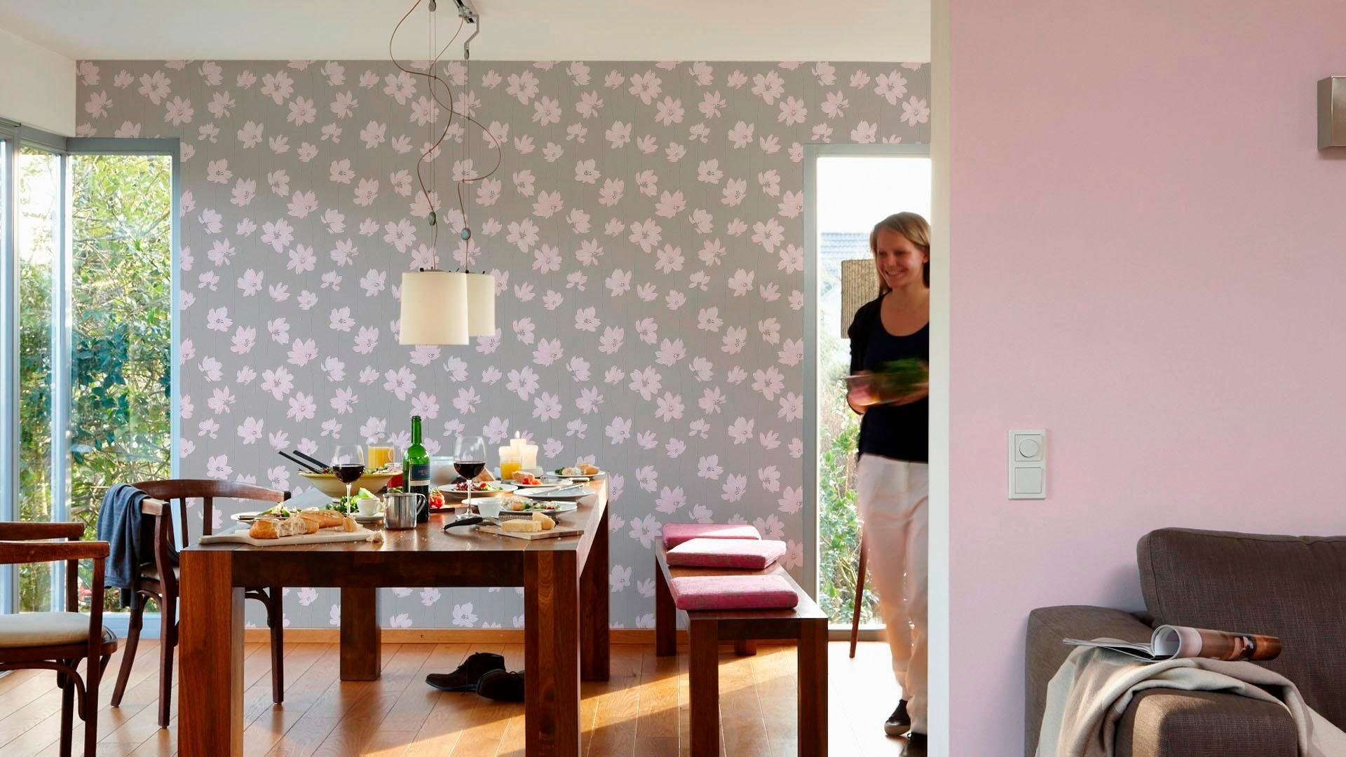 living walls Vliestapete »Life«, uni-unifarben-Strukturmuster-einfarbig-neutral, Uni Tapete einfarbig Metallic Tapeten Wohnzimmer Schlafzimmer Küche