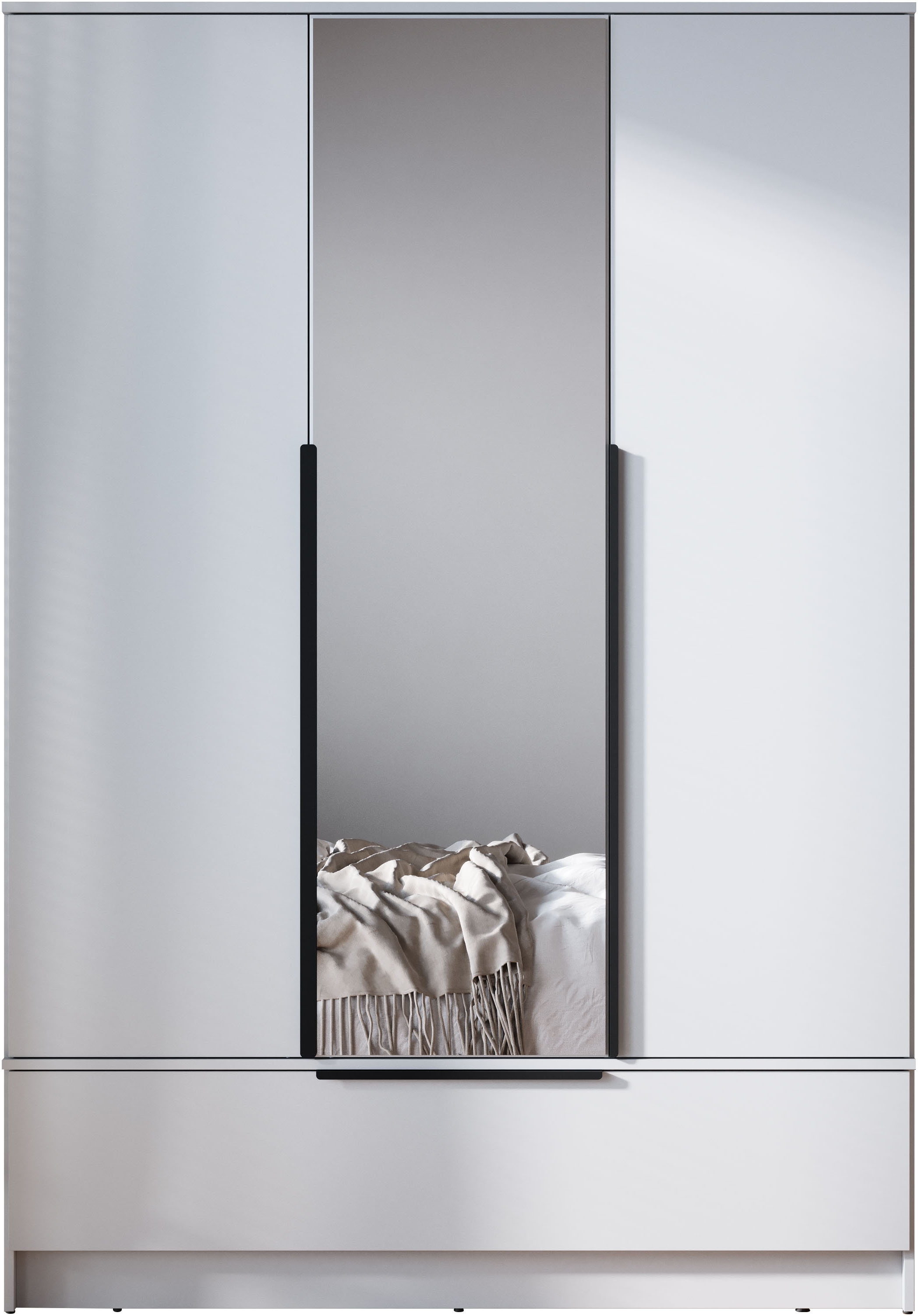 Home affaire Kleiderschrank »Spirit Kleiderschrank mit Spiegel, Schublade und 2 Kleiderstangen« Mit schwarzen Metallgriffen – viel Stauraum und flexible Aufteilung